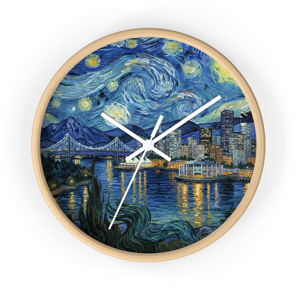 Vancouver Canada Wall Clock Vintage Van Gogh Starry Night Home Gift