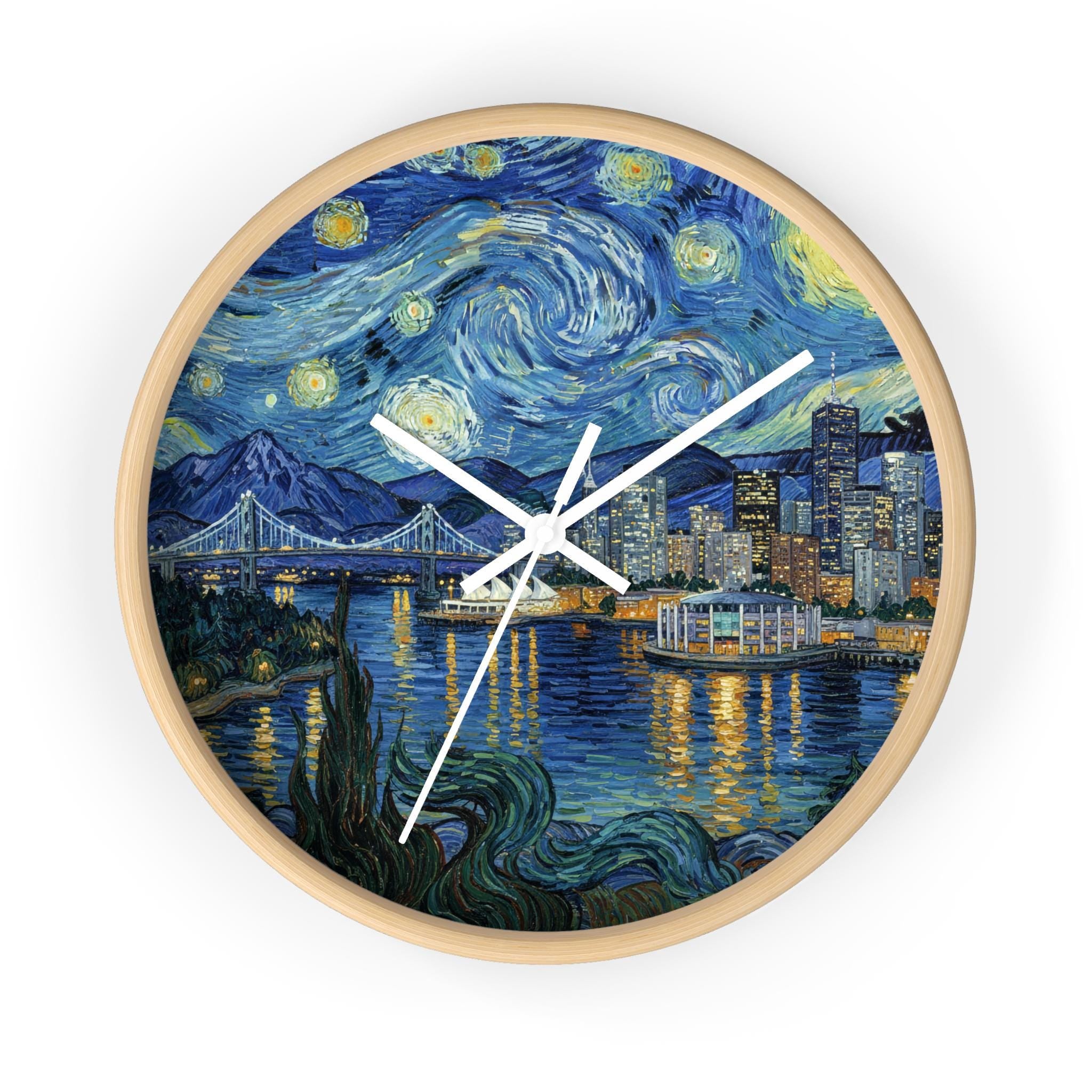 Vancouver Canada Wall Clock Vintage Van Gogh Starry Night Home Gift