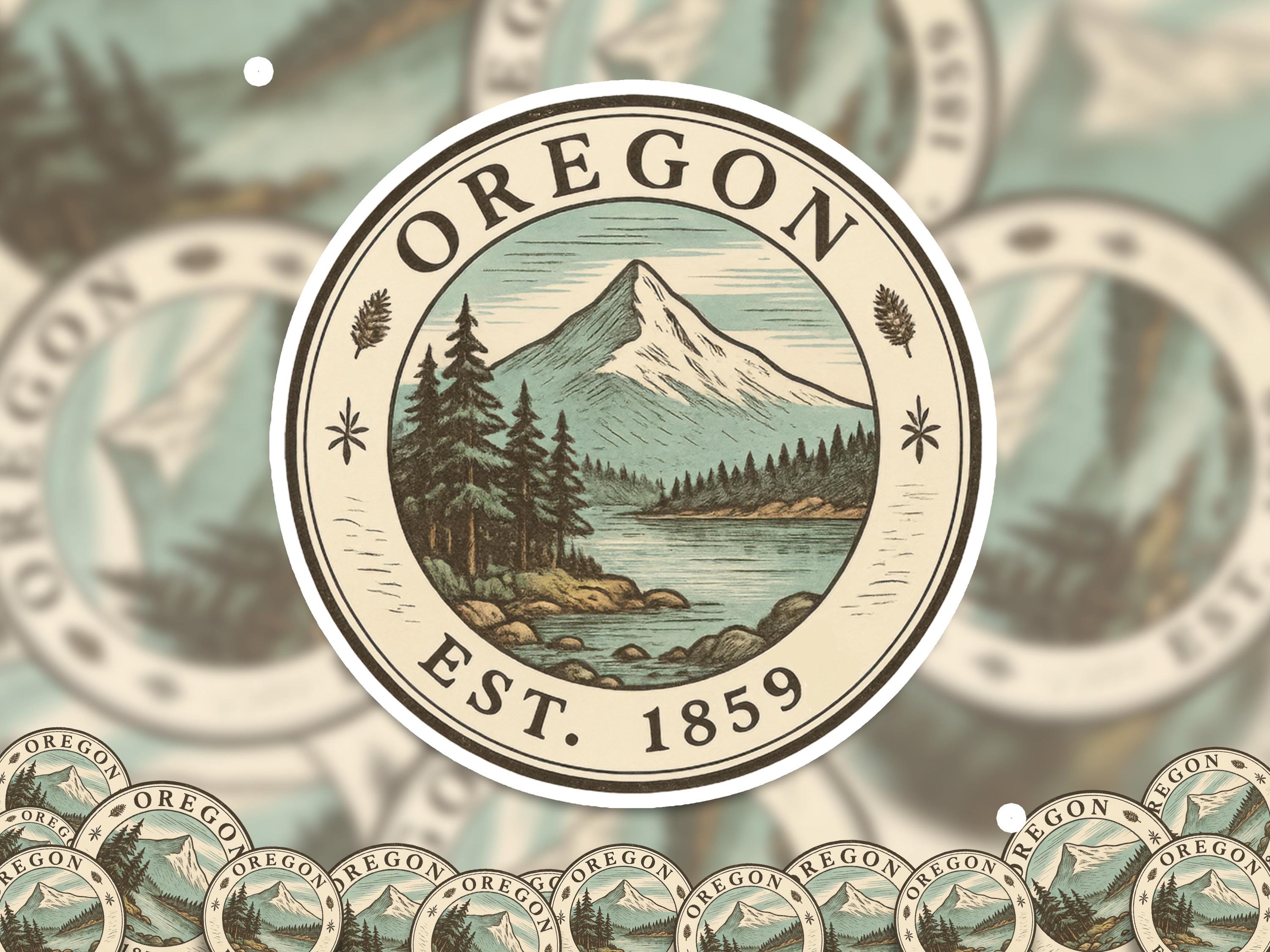 Oregon Sticker, Vintage US States Retro Decal, Waterproof Retro Travel Collection for Laptop Tumbler