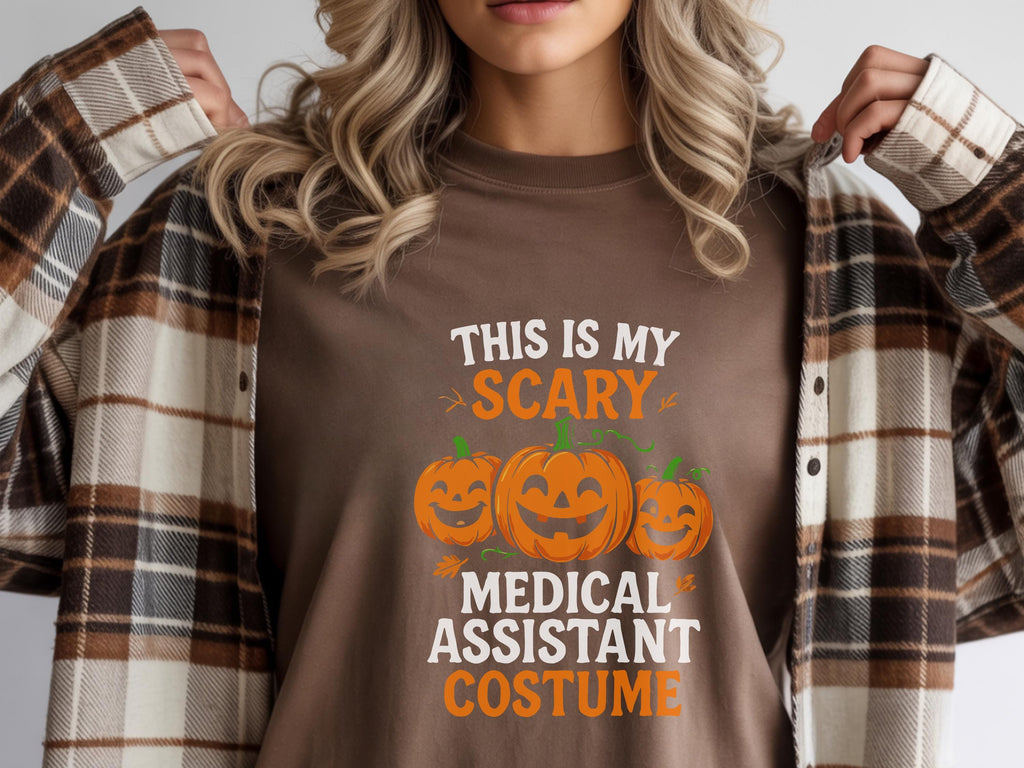 This is my Scary Costume, Halloween Nurse Funny Costume Top with Pumpkins, Spooky Fall Pullover, Cozy Autumn Apparel, Gift for Nurse