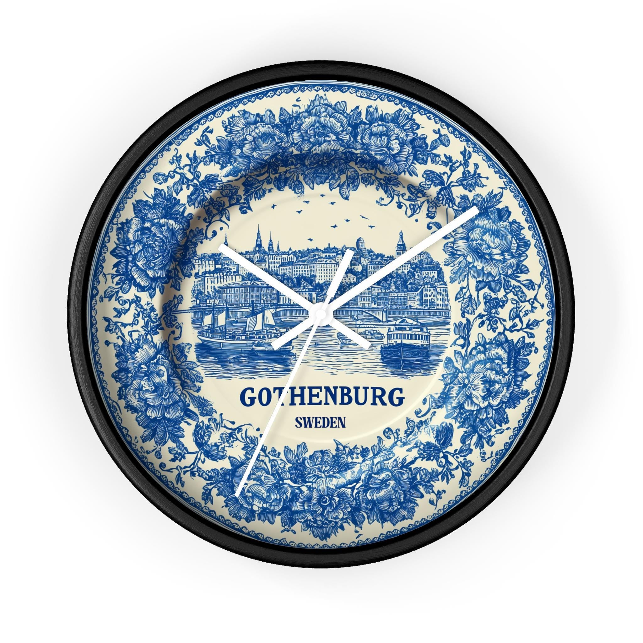 Gothenburg Sweden Wall Clock, Delf style Home Decor, Vintage City Travel Keepsake Art