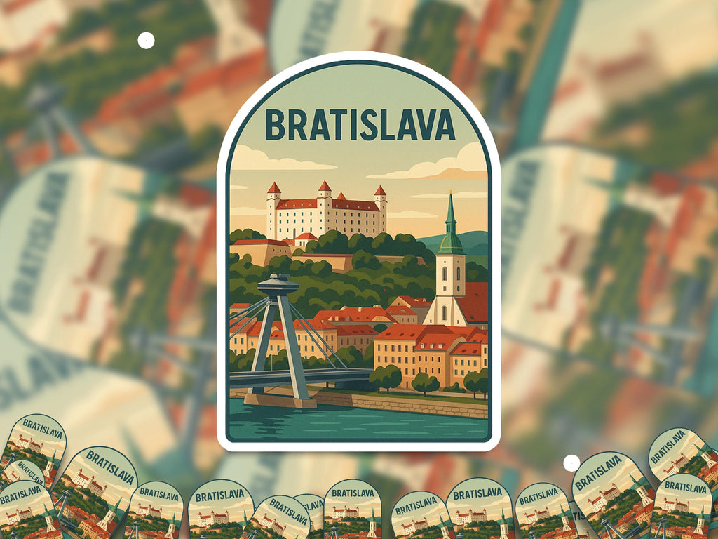 Bratislava Slovakia Sticker, Vintage City Vinyl Decal, Retro Travel Lover Collection, Journal Scrapbook