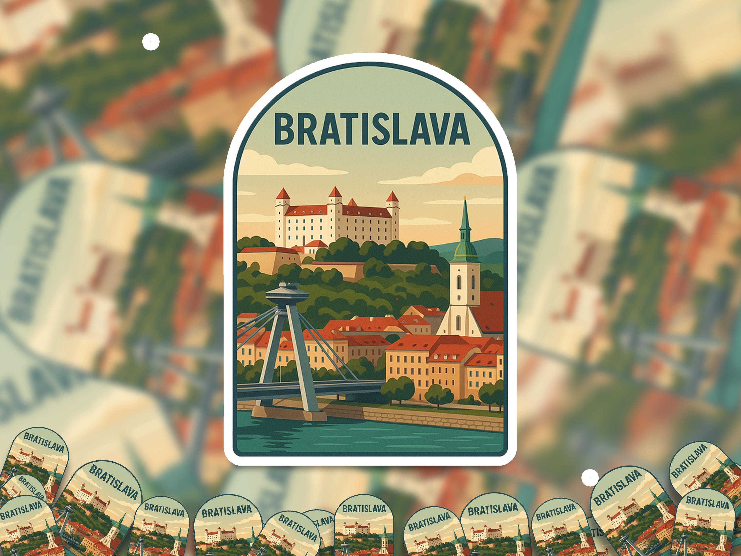 Bratislava Slovakia Sticker, Vintage City Vinyl Decal, Retro Travel Lover Collection, Journal Scrapbook