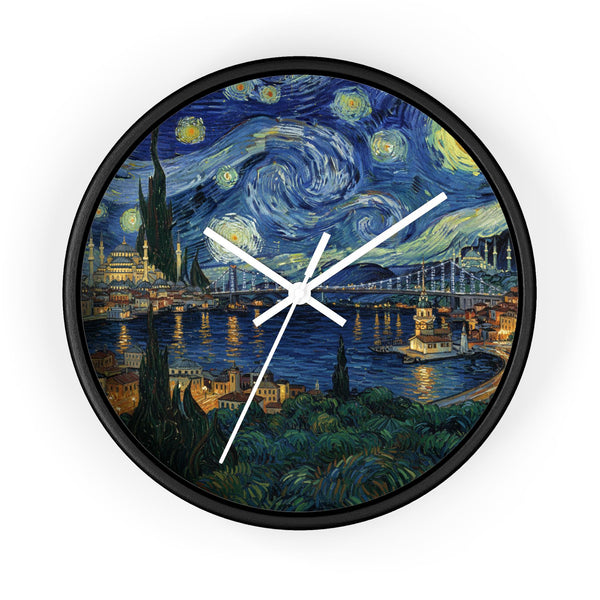 Istanbul Turkey Wall Clock Vintage Van Gogh Starry Night Home Gift
