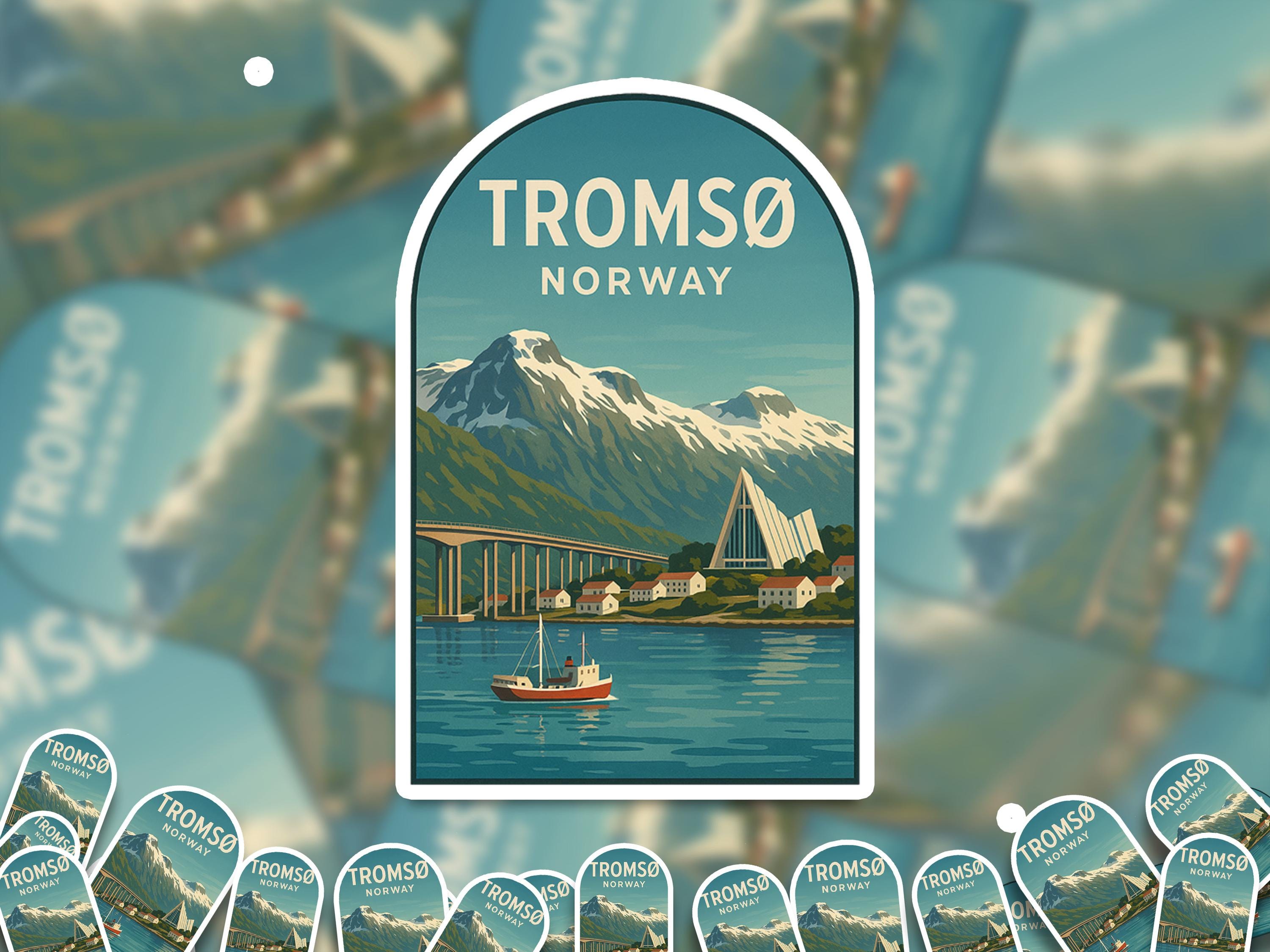 Tromso Norway Sticker, Vintage City Vinyl Decal, Retro Travel Lover Collection, Journal Scrapbook