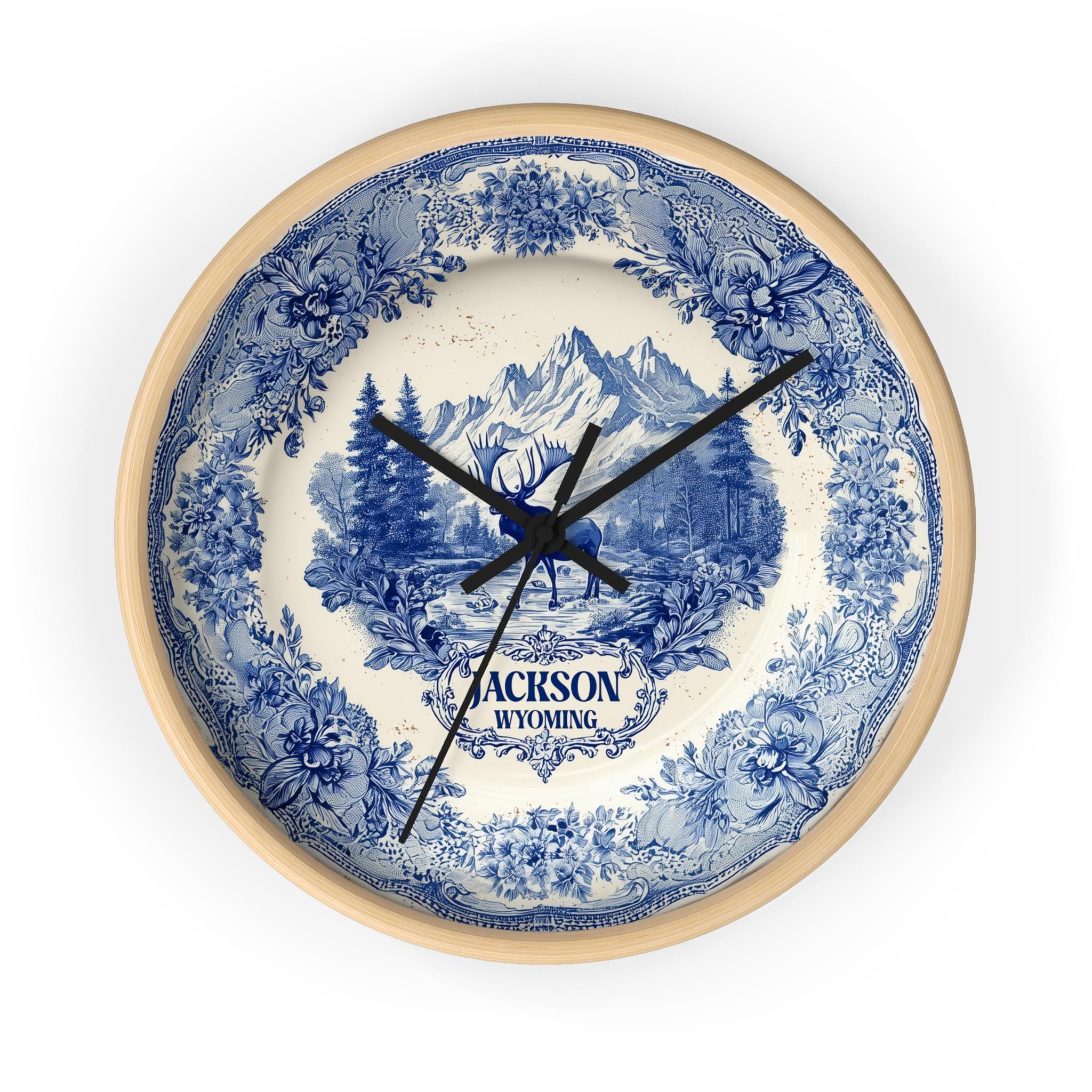 Jackson  Wyoming Wall Clock, Delf style Home Decor, Vintage City Travel Keepsake Art