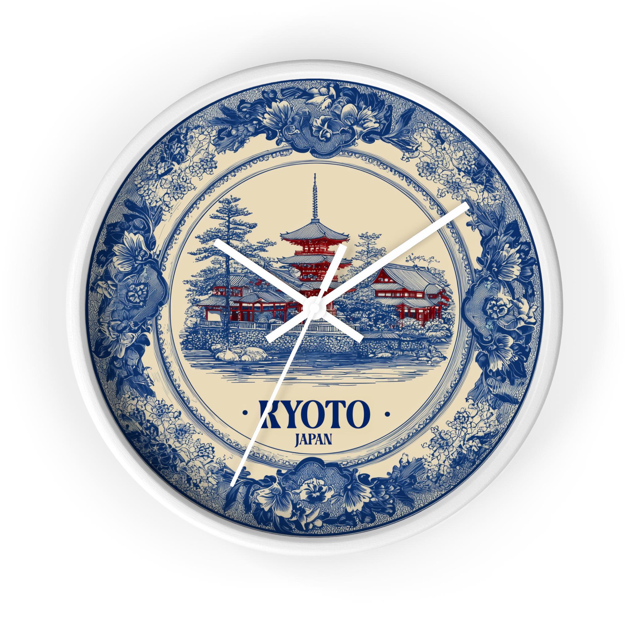 Kyoto Japan Wall Clock, Delf style Home Decor, Vintage City Travel Keepsake Art