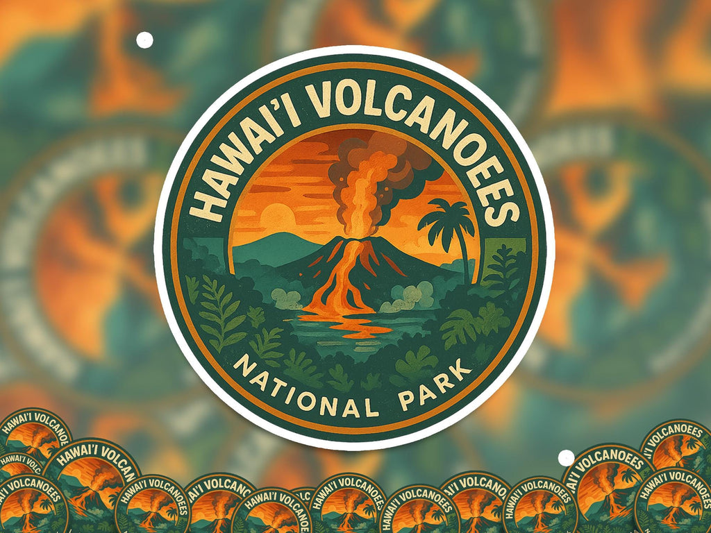Hawaii Volcanoes National Park Sticker, Retro Vinyl Waterproof Decal, Vintage USA Travel Collection