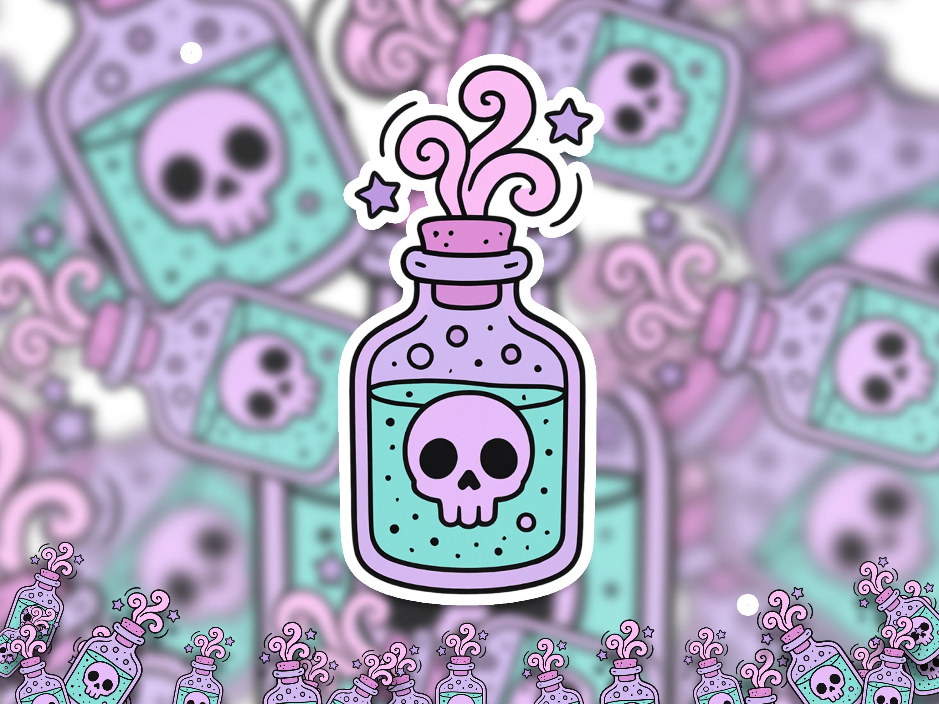 Haunted Elixir Sticker, Gothic Potion Bottle Decal, Creepy Kawaii Halloween Vinyl