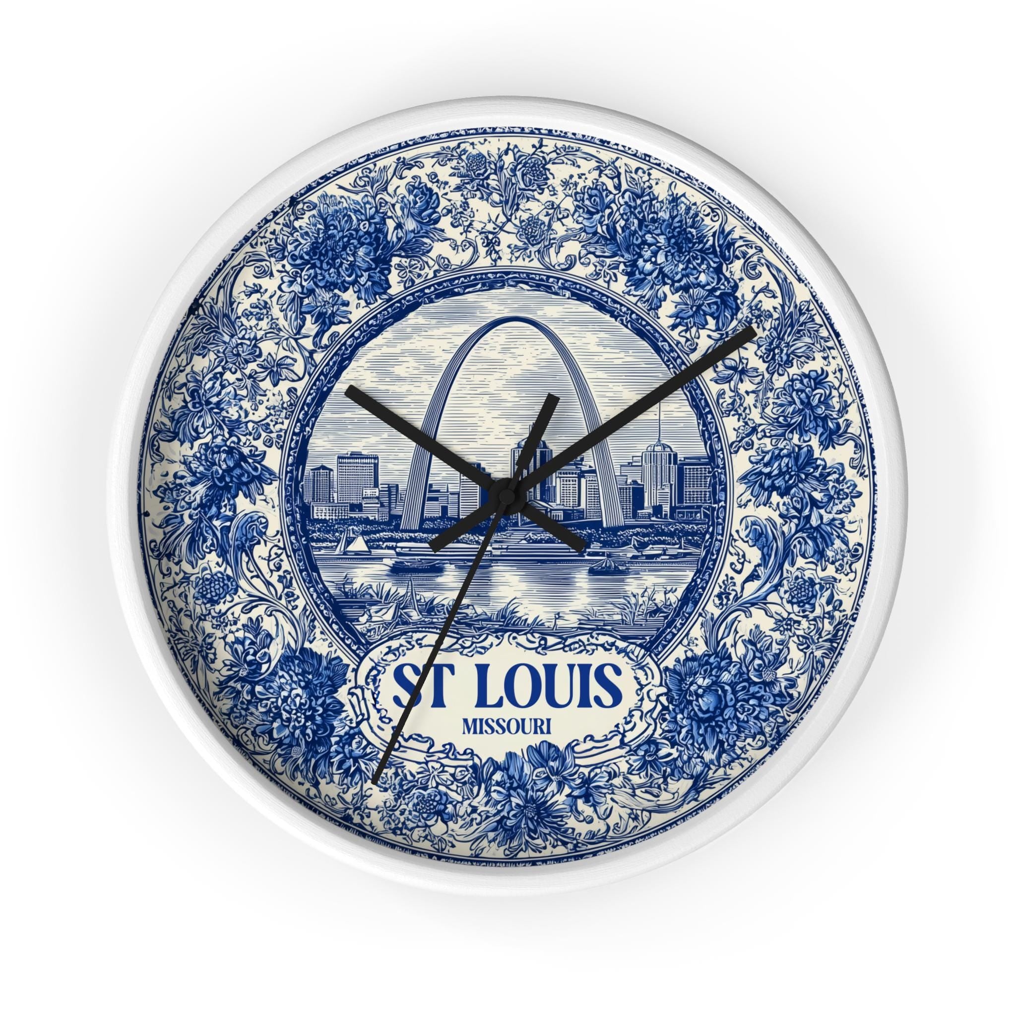 St Louis Missouri Wall Clock, Delf style Home Decor, Vintage City Travel Keepsake Art