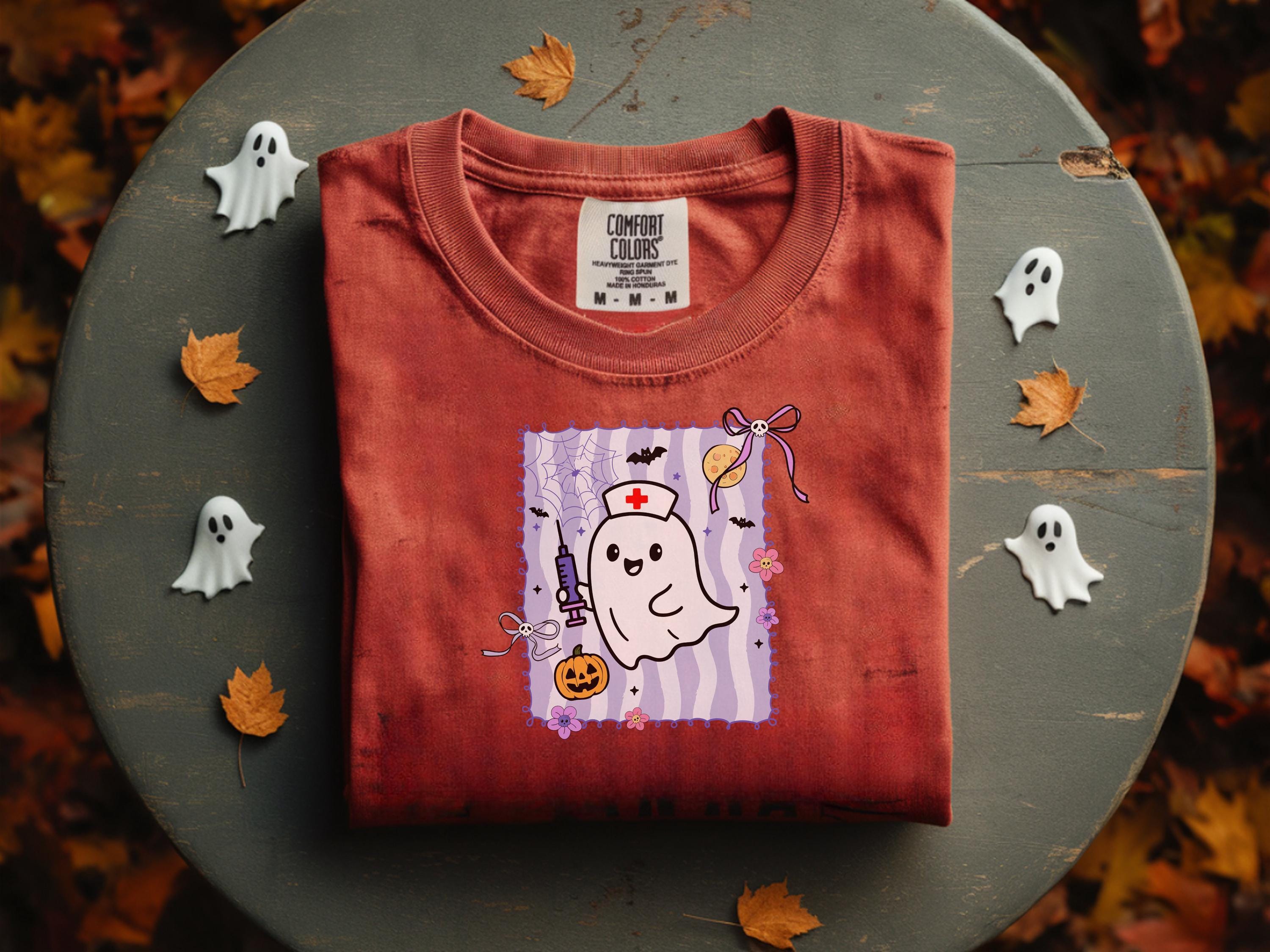 Cute ghost Spooky Nurse Sweatshirt, Halloween Shirt Nurse Shirt, Halloween Nurse, Nurse Tee, Halloween Gift Gift for nurse, Cute ghosts