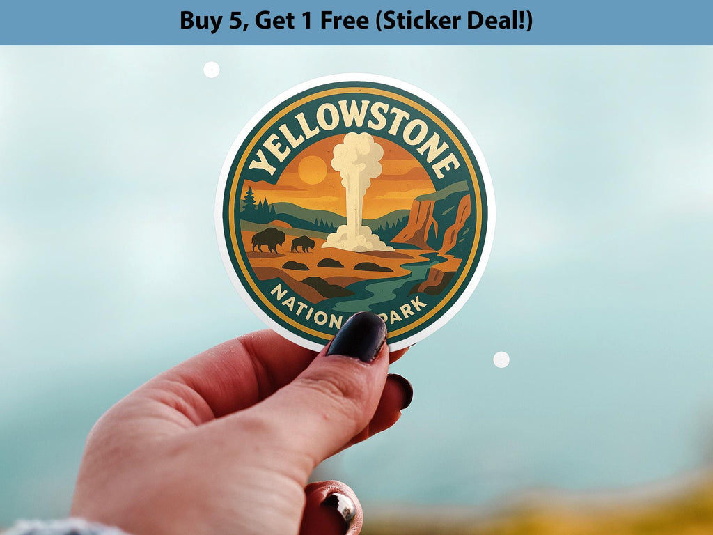 Yellowstone National Park Sticker Kiss-Cut Vinyl, Waterproof Decal, Retro Travel Lover Collection