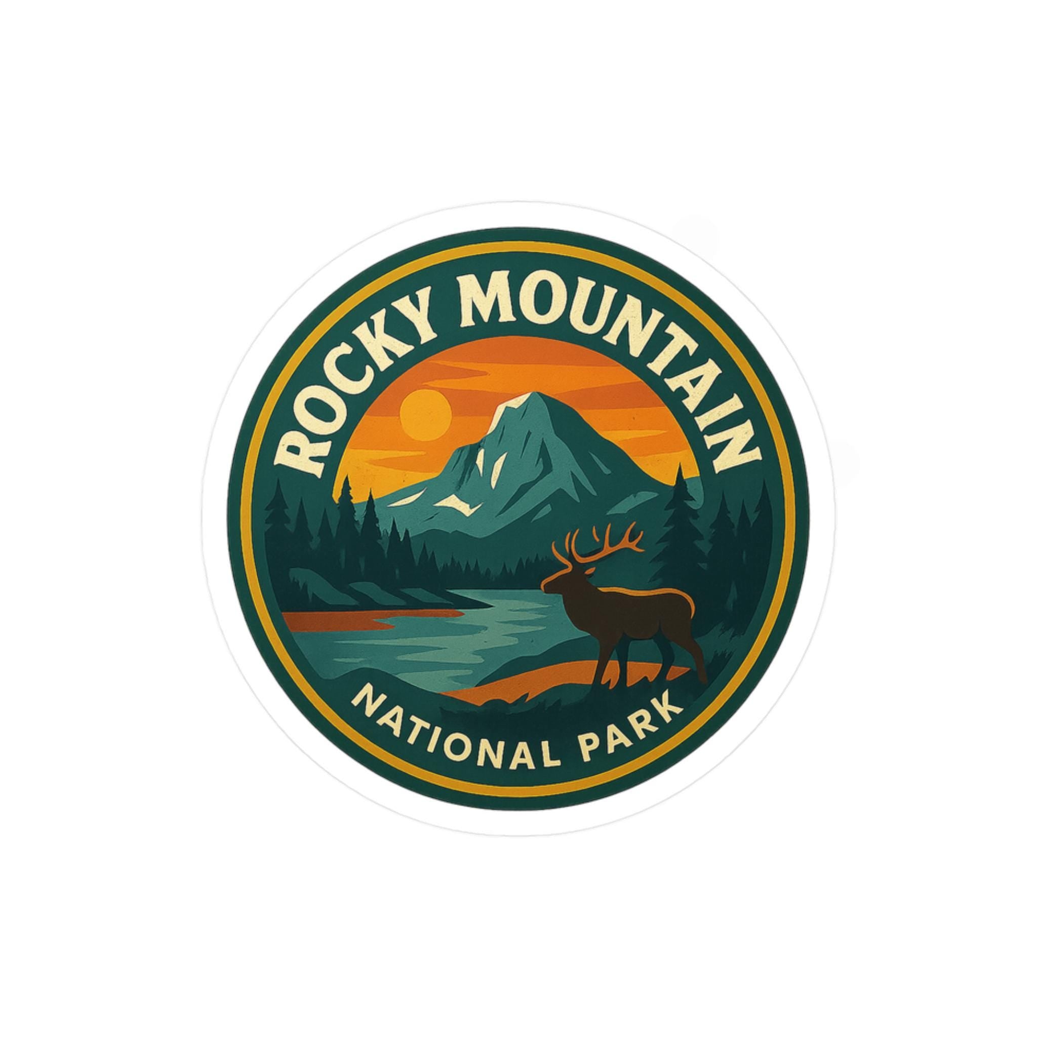 Rocky Mountain National Park Sticker Kiss-Cut Vinyl, Waterproof Decal, Retro Travel Lover Collection