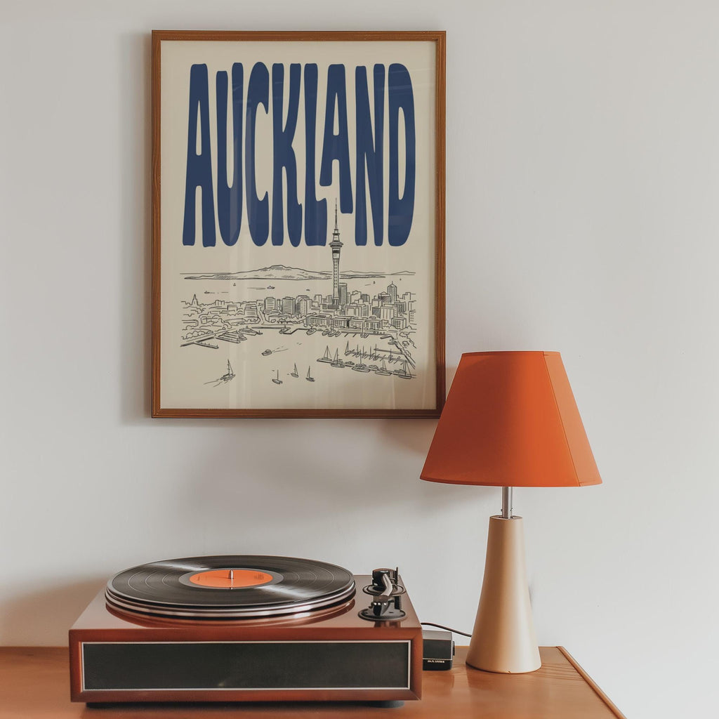 Auckland Skyline Wall Art, Framed Canvas, New Zealand Travel Print
