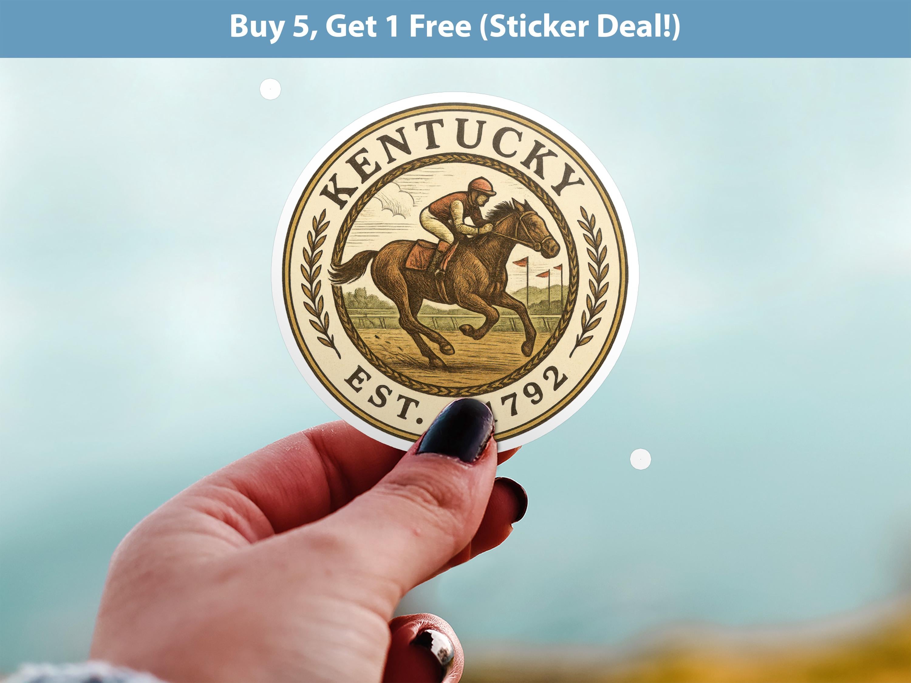 Kentucky Sticker, Vintage US States Retro Decal, Waterproof Retro Travel Collection for Laptop Tumbler