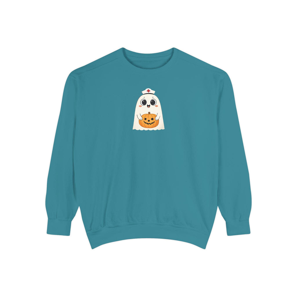 Halloween Nurse Sweatshirt: Spooky Ghost & Pumpkin Retro Fall Top