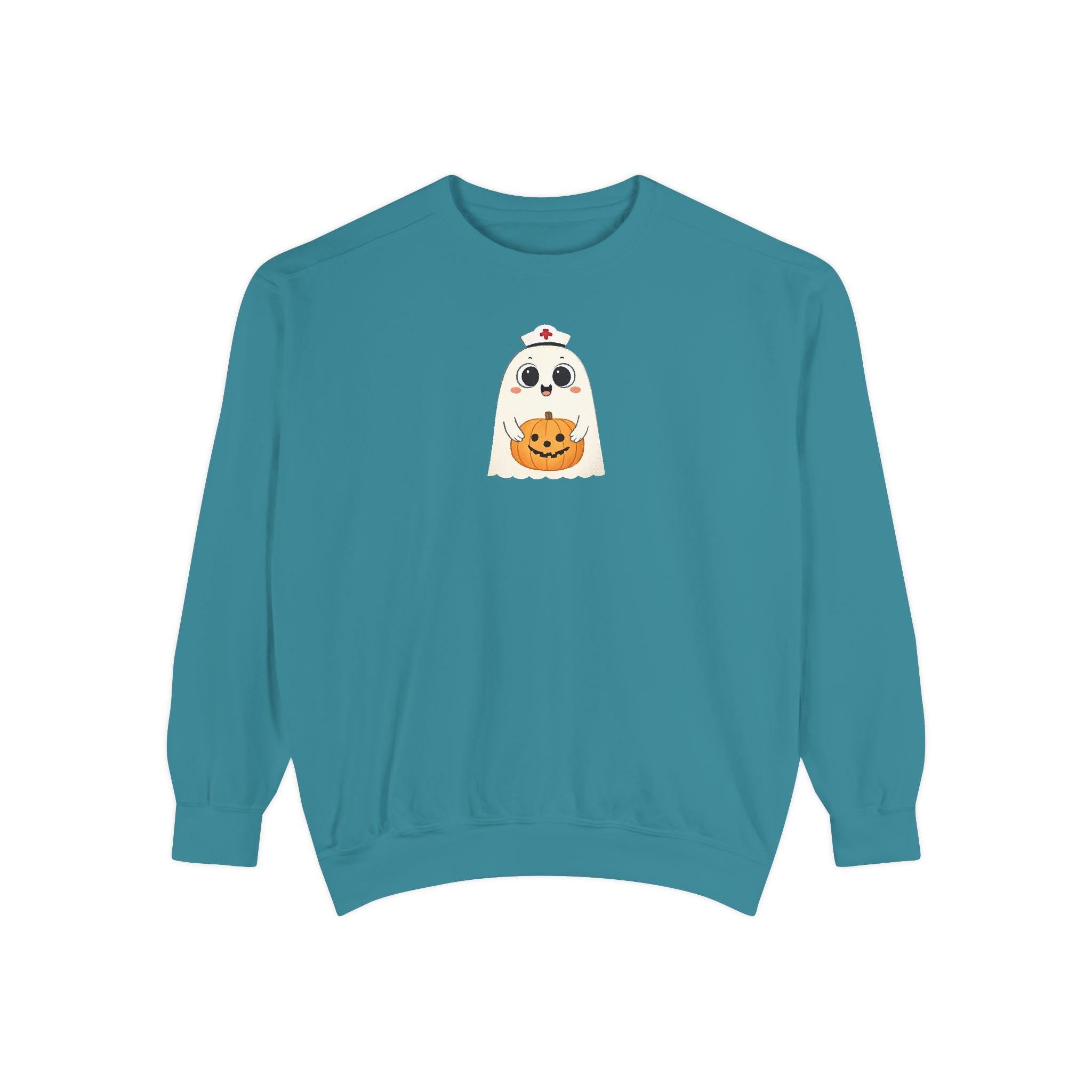 Halloween Nurse Sweatshirt: Spooky Ghost & Pumpkin Retro Fall Top