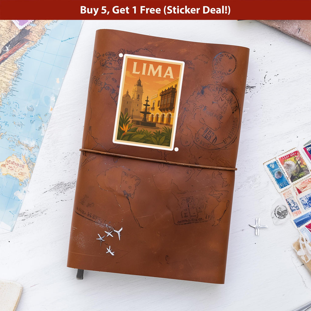 Lima Peru Sticker, Vintage City Vinyl Decal, Retro Travel Lover Collection, Journal Scrapbook