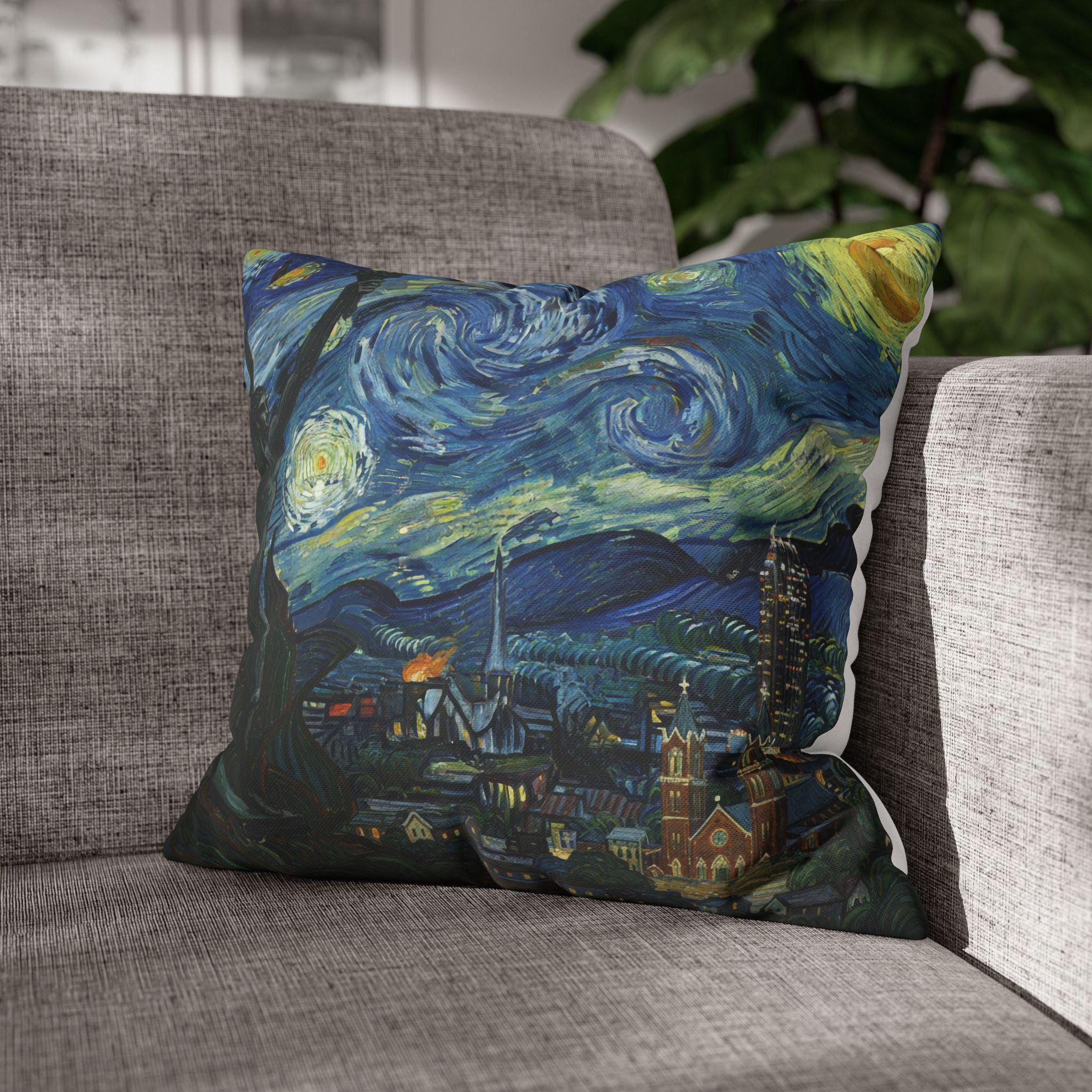 Birmingham Alabama Pillowcase Starry Night, Van Gogh Throw Pillow Canvas Home Decor Gift