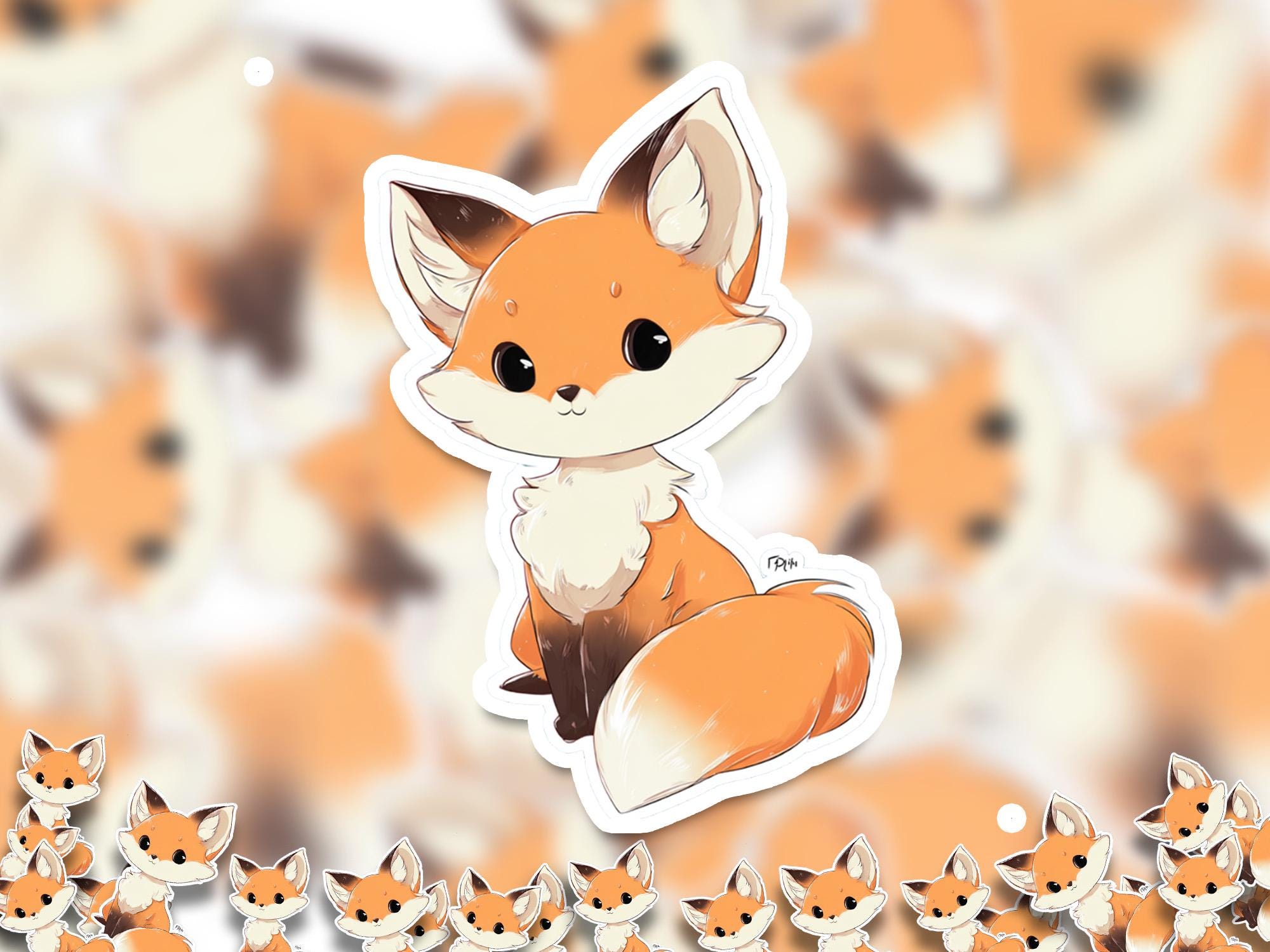 Kawaii Fox Sticker: Waterproof Vinyl Decal for Laptop, Tumbler