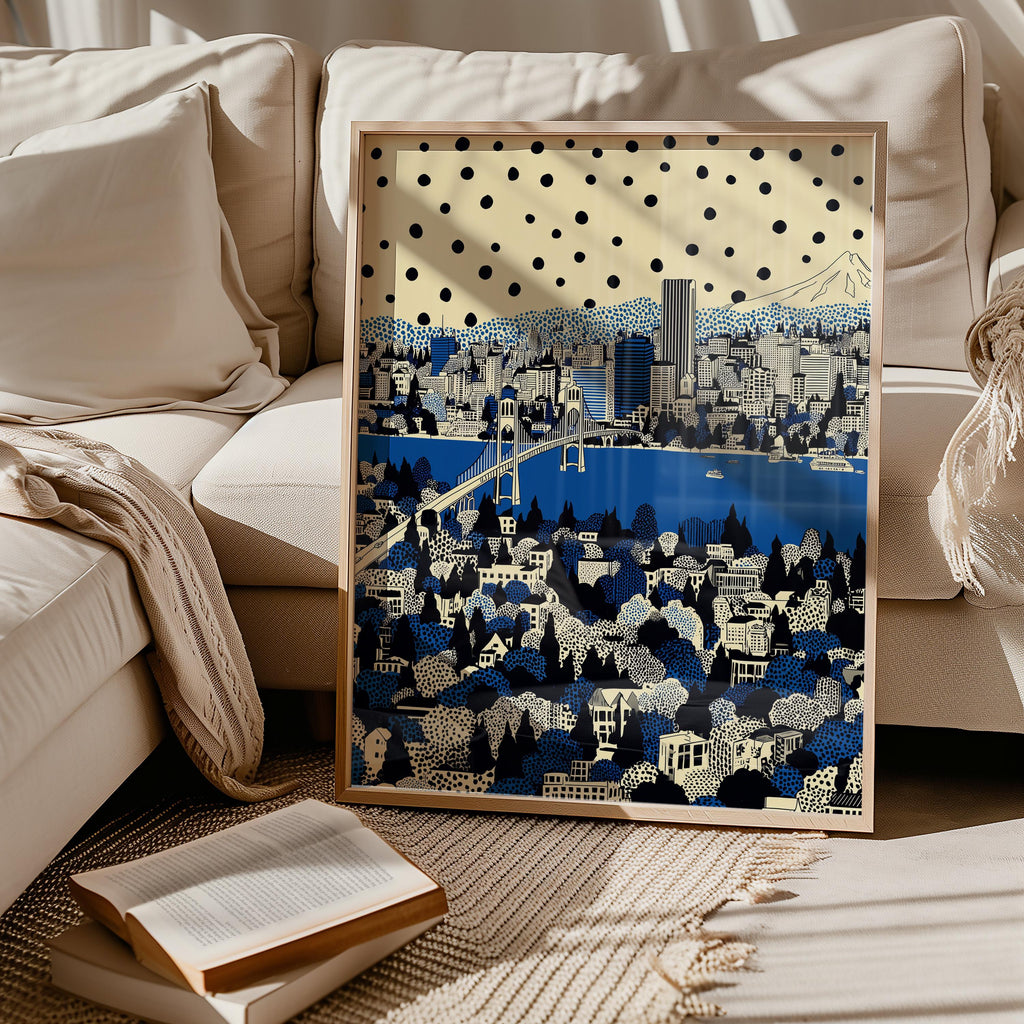 Portland Oregon Wall Art Print, Pop Art Modern Poster Japanese Travel Gift Canvas