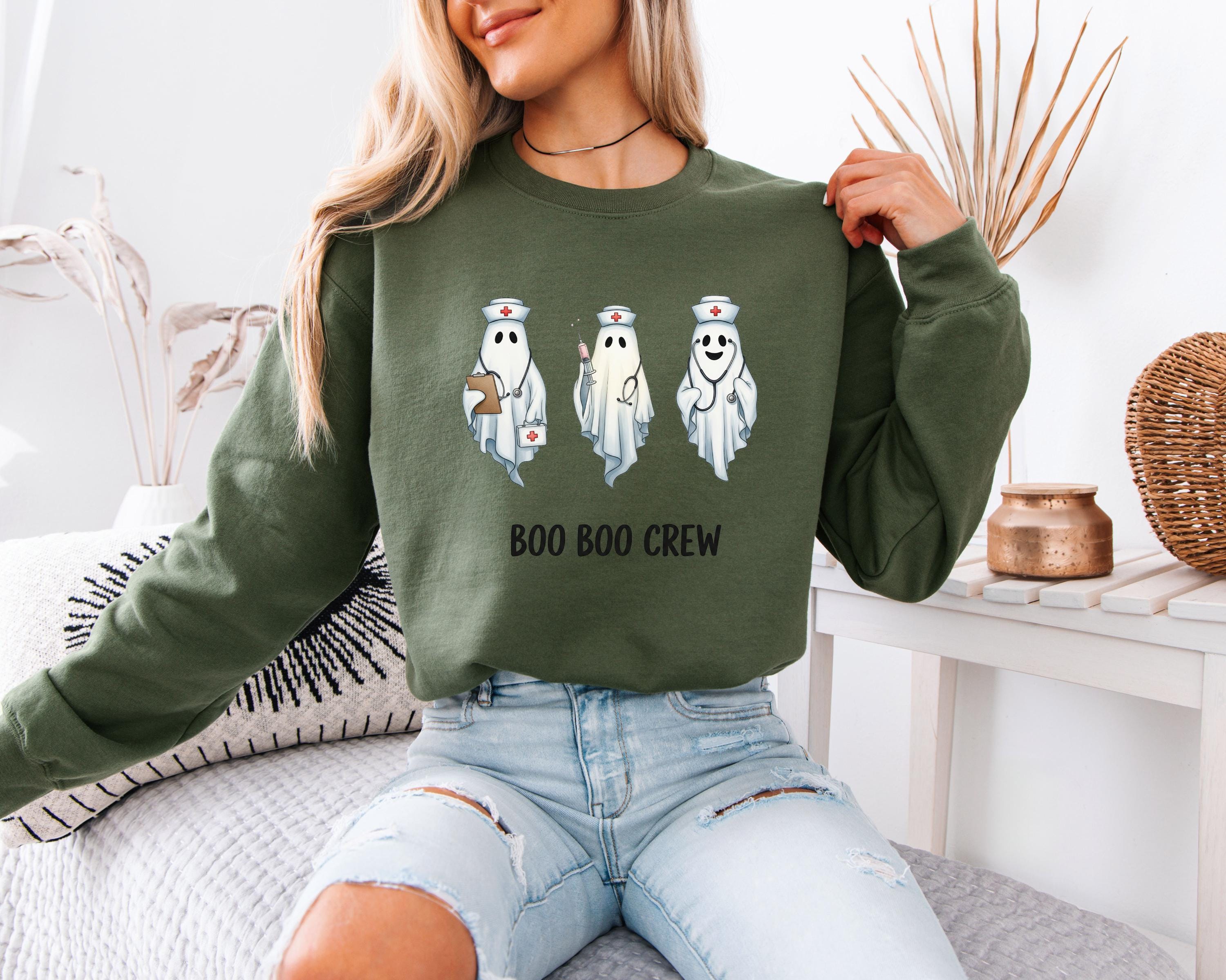 Vintage Boo Boo Crew Nurse Halloween Sweatshirt, Halloween Gift for Nurse Medical Lab, Nurse Spooky , Nurse Halloween Boo Boo Crew