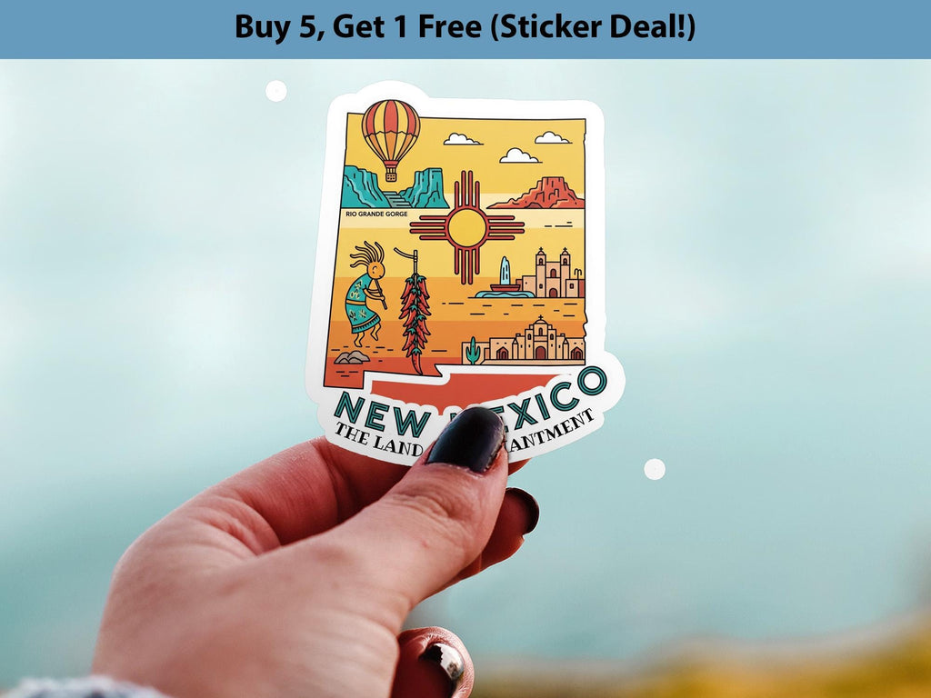 New Mexico State Sticker, USA Kiss-Cut Vinyl, Landmark Waterproof Decal, United States Travel Collection