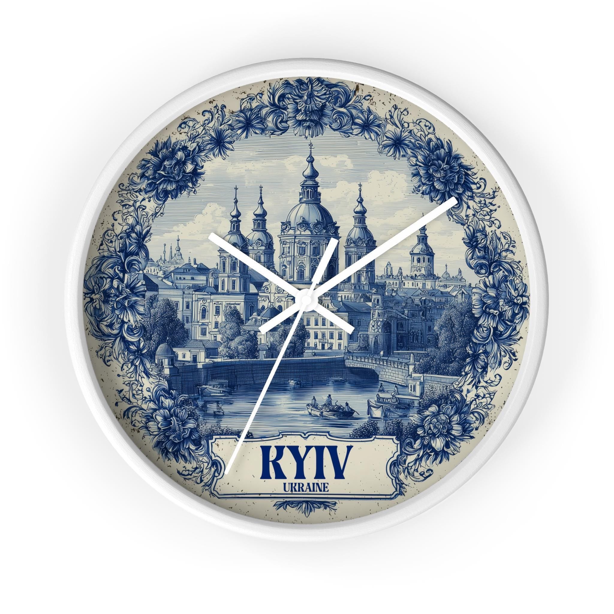 Kyiv Ukraine Wall Clock, Delf style Home Decor, Vintage City Travel Keepsake Art