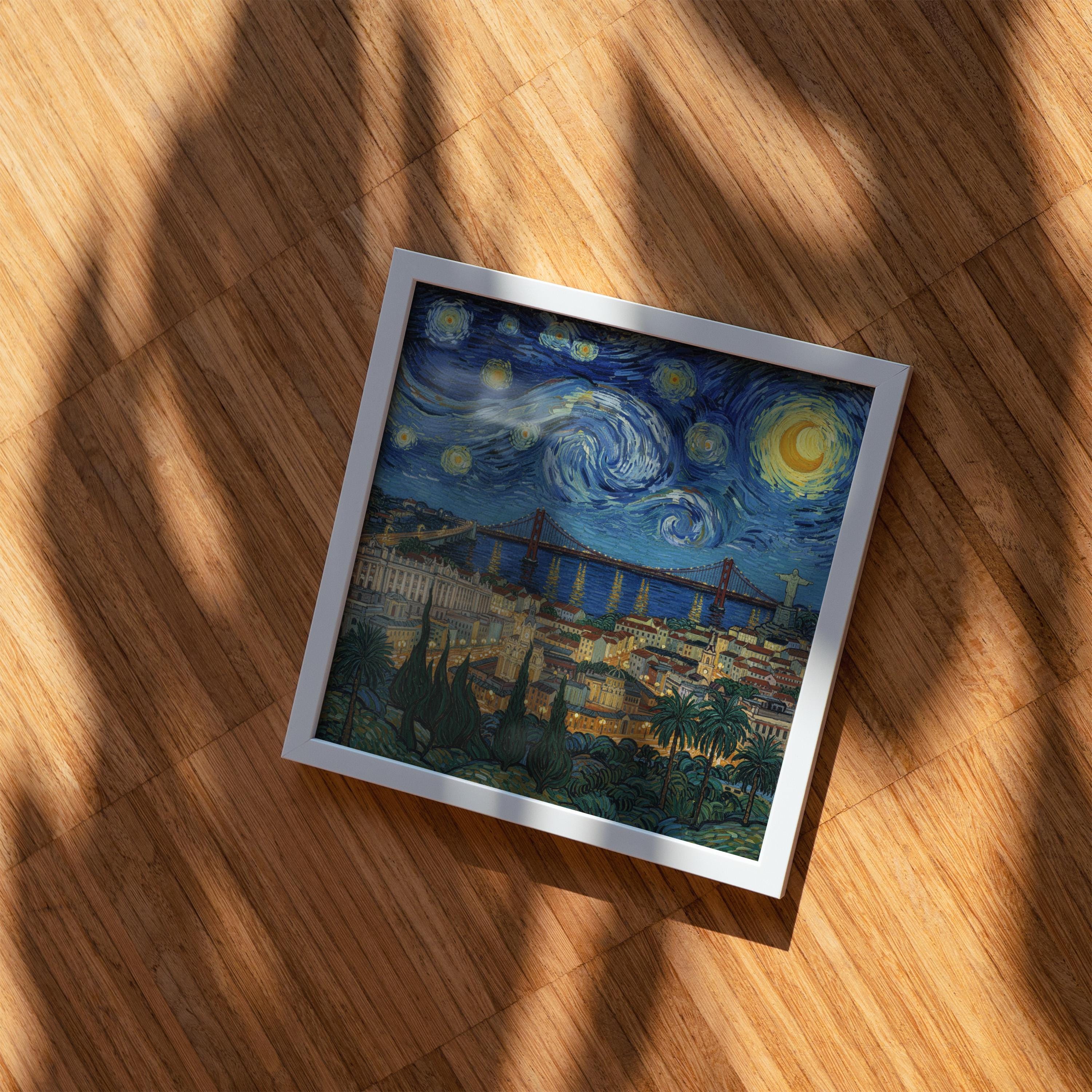 Lisbon Portugal Starry Night Wall Art, Van Gogh Print, Travel Gift Home Decor