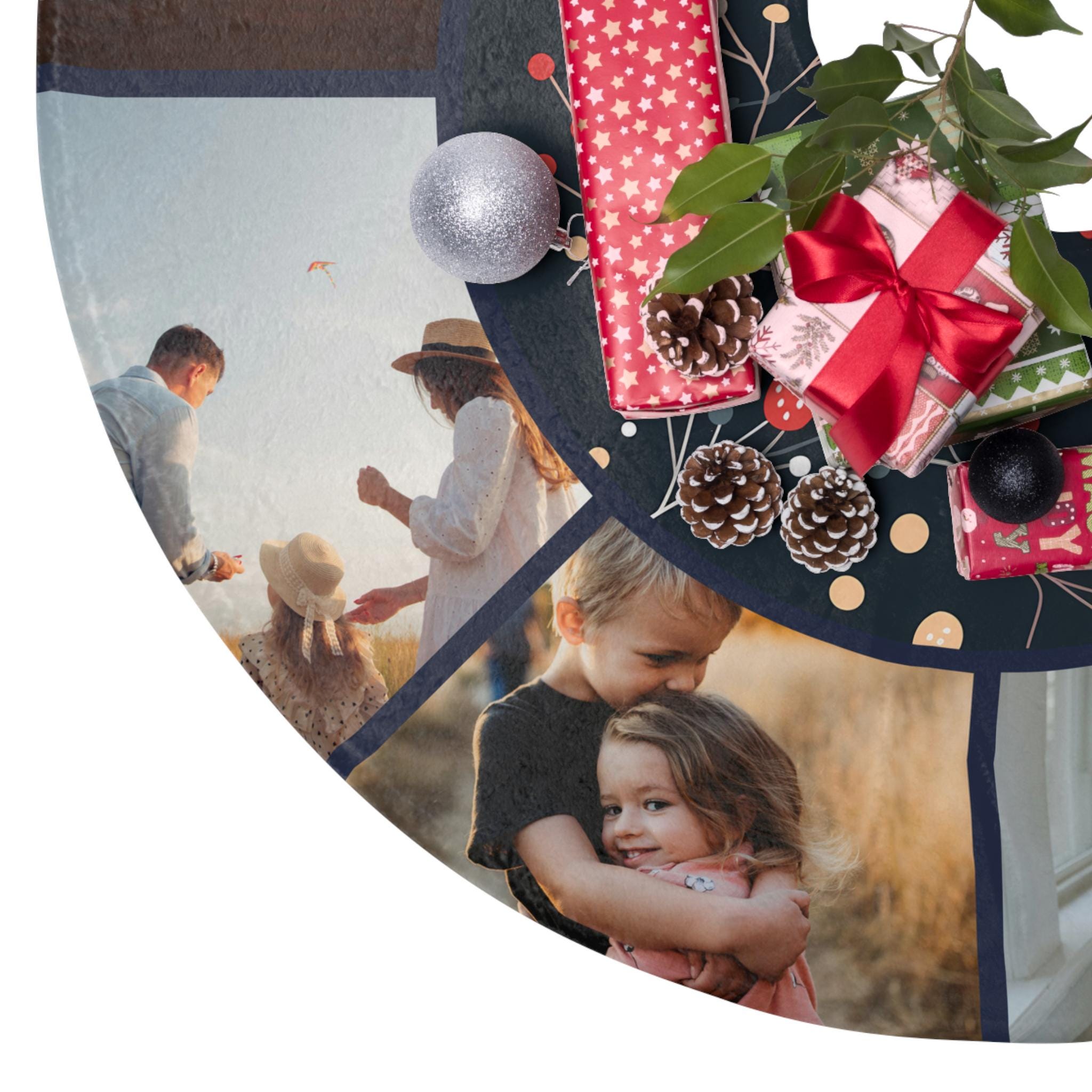 Custom Christmas Tree Skirt Photo Collage, Personalized Holiday Decor, Family Keepsake, Festive Home Decor