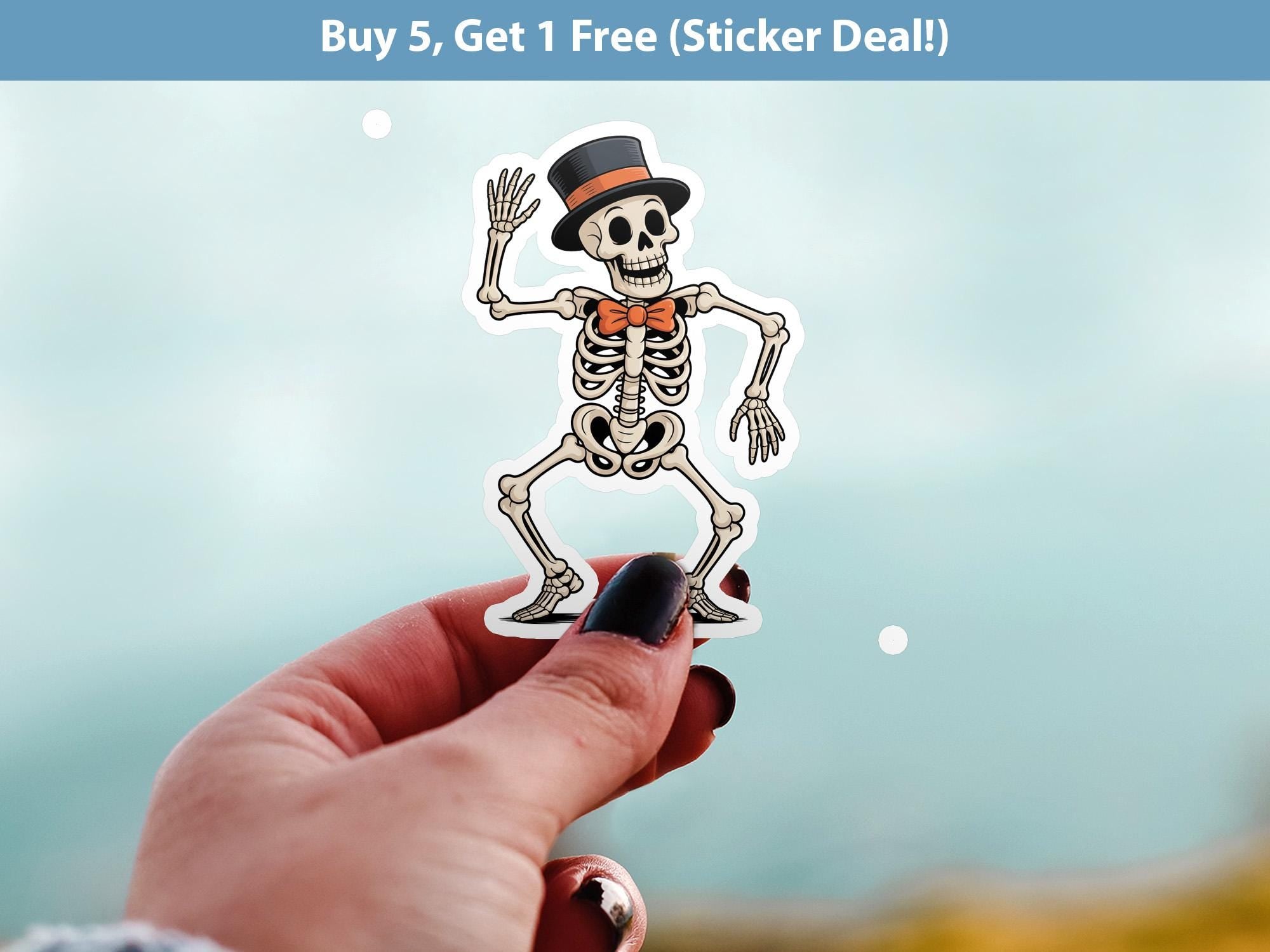 Dancing Skeleton Sticker, Spooky Halloween Waterproof Decal for tumbler, kindle