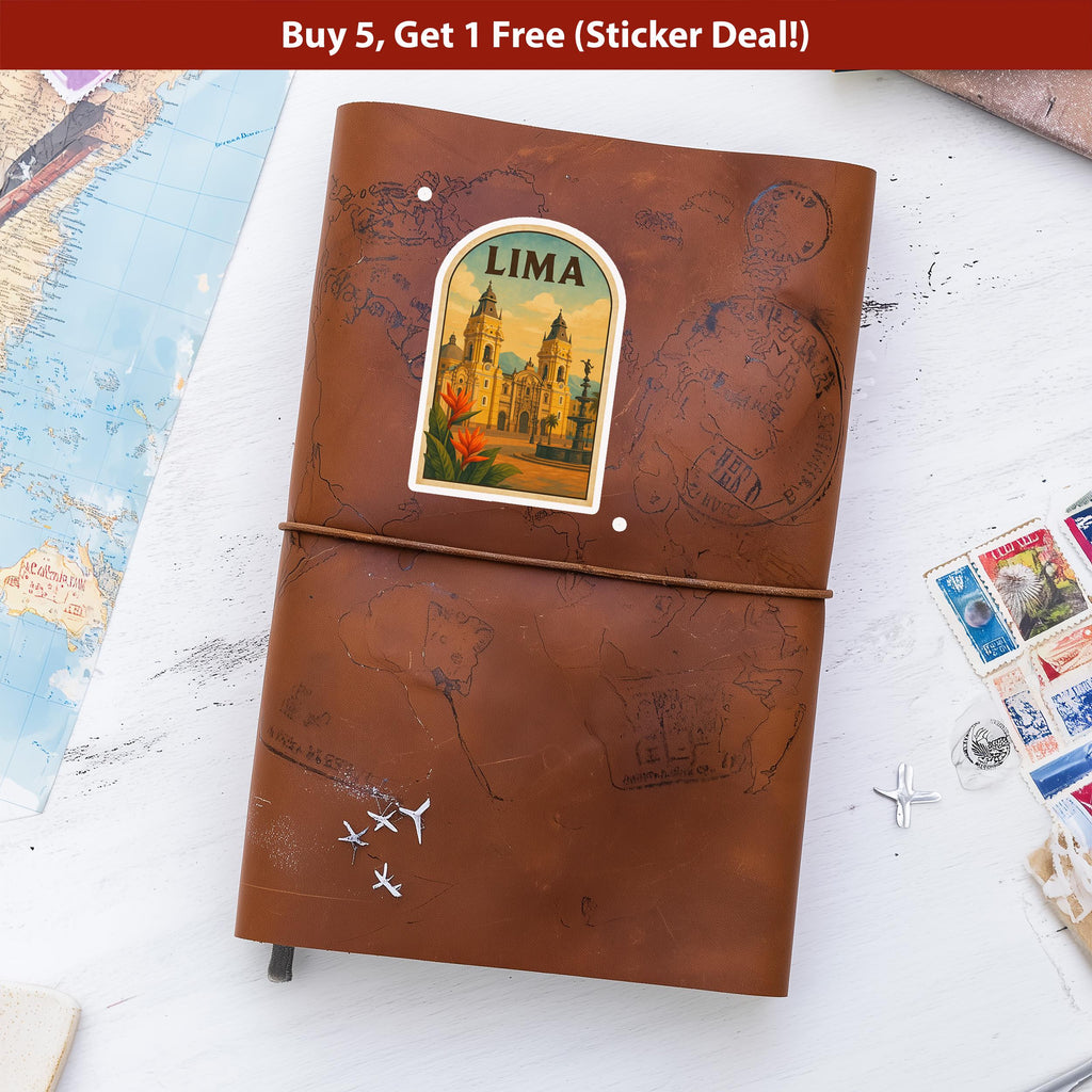 Lima Sticker Peru, Vintage City Vinyl Decal, Retro Travel Lover Collection, Journal Scrapbook