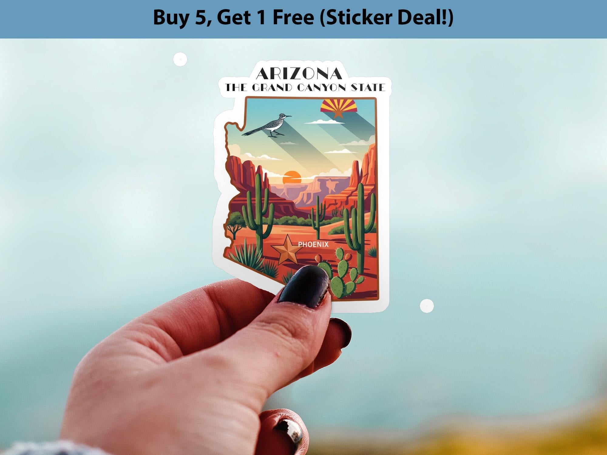 Arizona State Sticker, USA Kiss-Cut Vinyl, Landmark Waterproof Decal, United States Travel Collection