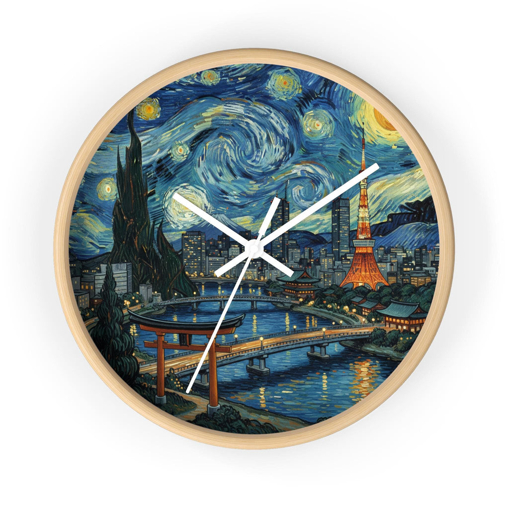 Tokyo Japan Wall Clock Vintage Van Gogh Starry Night Japanese Home Gift