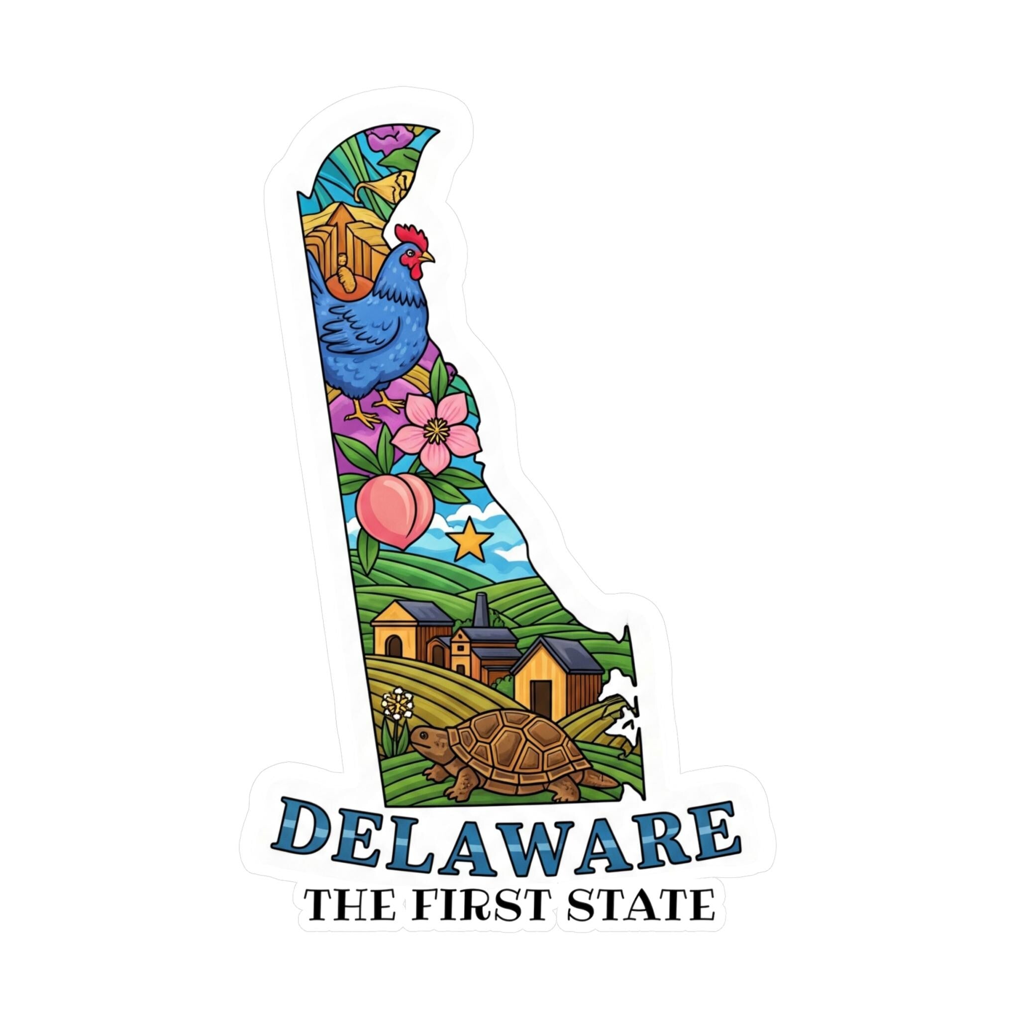 Delaware State Sticker, USA Kiss-Cut Vinyl, Landmark Waterproof Decal, United States Travel Collection