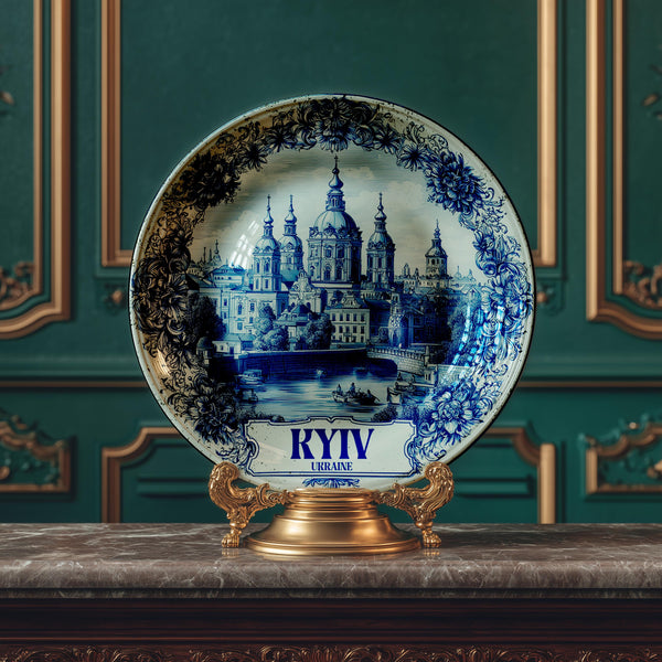 Kyiv Decorative Plate, Delft Vintage Home Decor Personalized Gift Travel Housewarming