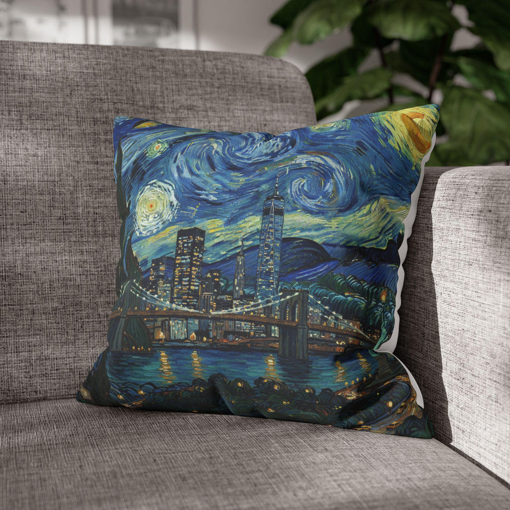 New York City Pillowcase Starry Night, Van Gogh Throw Pillow Canvas Home Decor Gift