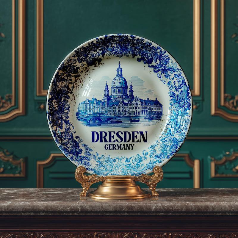 Dresden Decorative Plate, Delft Vintage Home Decor Personalized Gift Housewarming gift Germany Travel