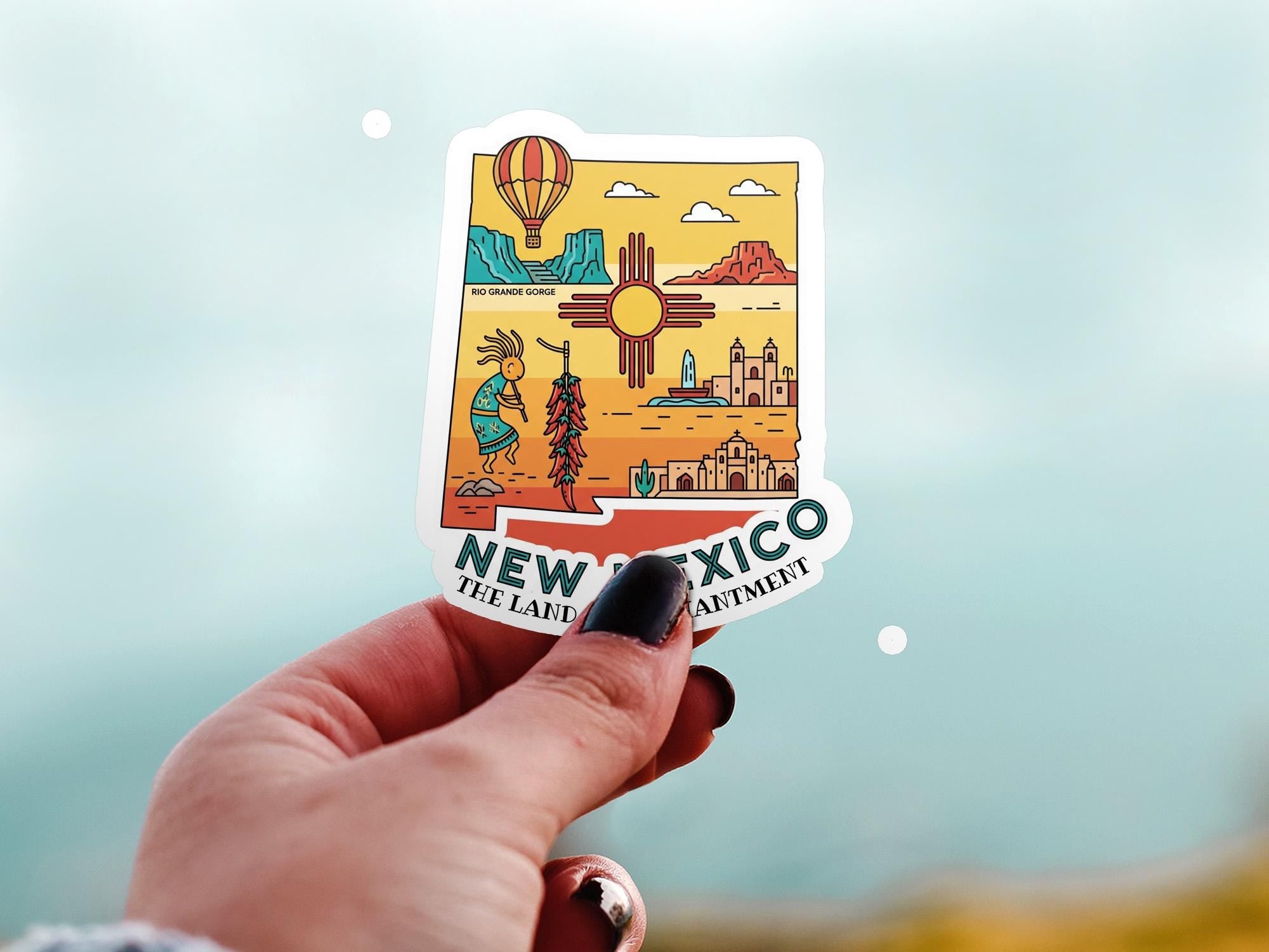 New Mexico State Sticker, USA Kiss-Cut Vinyl, Landmark Waterproof Decal, United States Travel Collection
