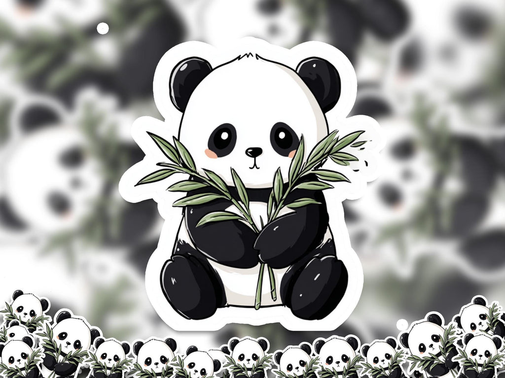 Cute Panda Kawaii Sticker, Kiss-Cut Vinyl Decals, Waterproof Stickers for Laptop & Tumbler, Cute Vinyl Decal Stickers