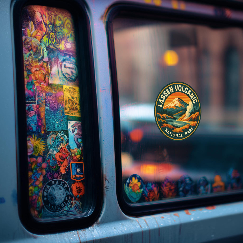 Lassen Volcanic National Park Car Sticker, Retro Vinyl Decal Bumper Sticker, Vintage Waterproof Camping