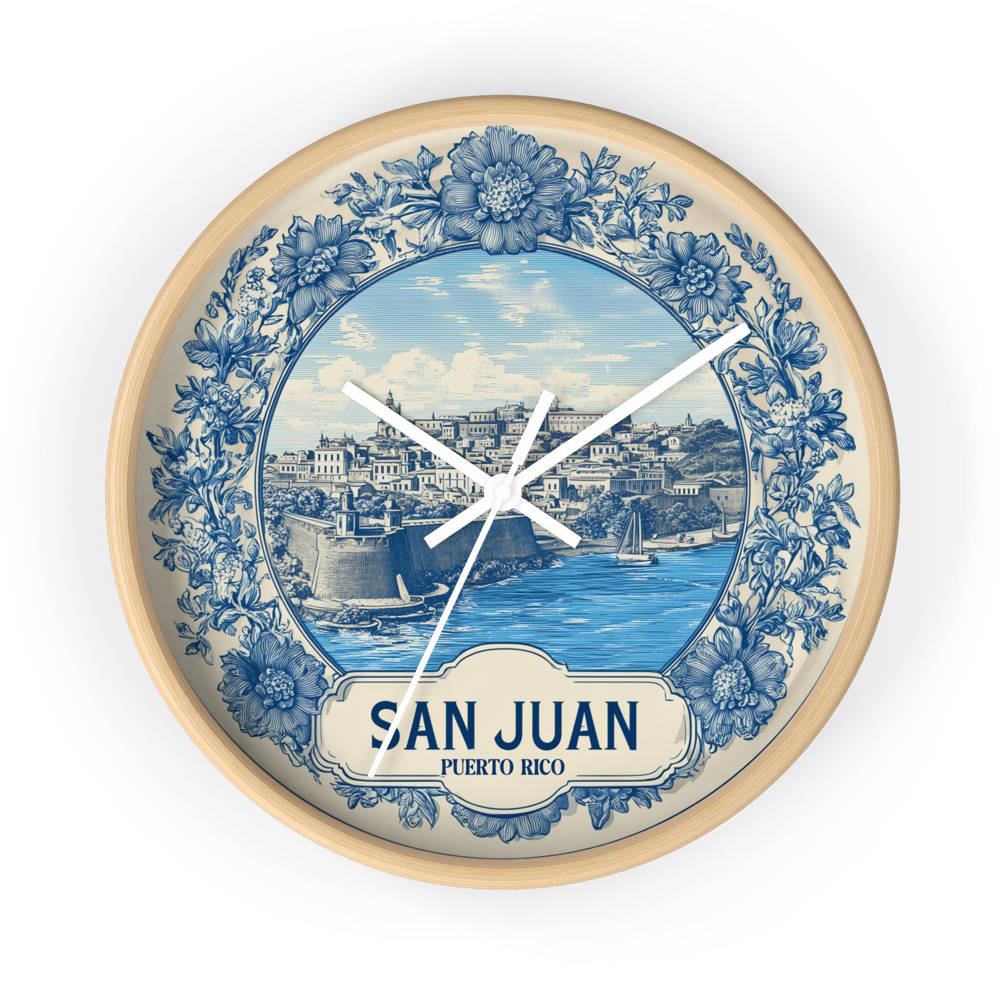San Juan Puerto Rico Wall Clock, Delf style Home Decor, Vintage City Travel Keepsake Art