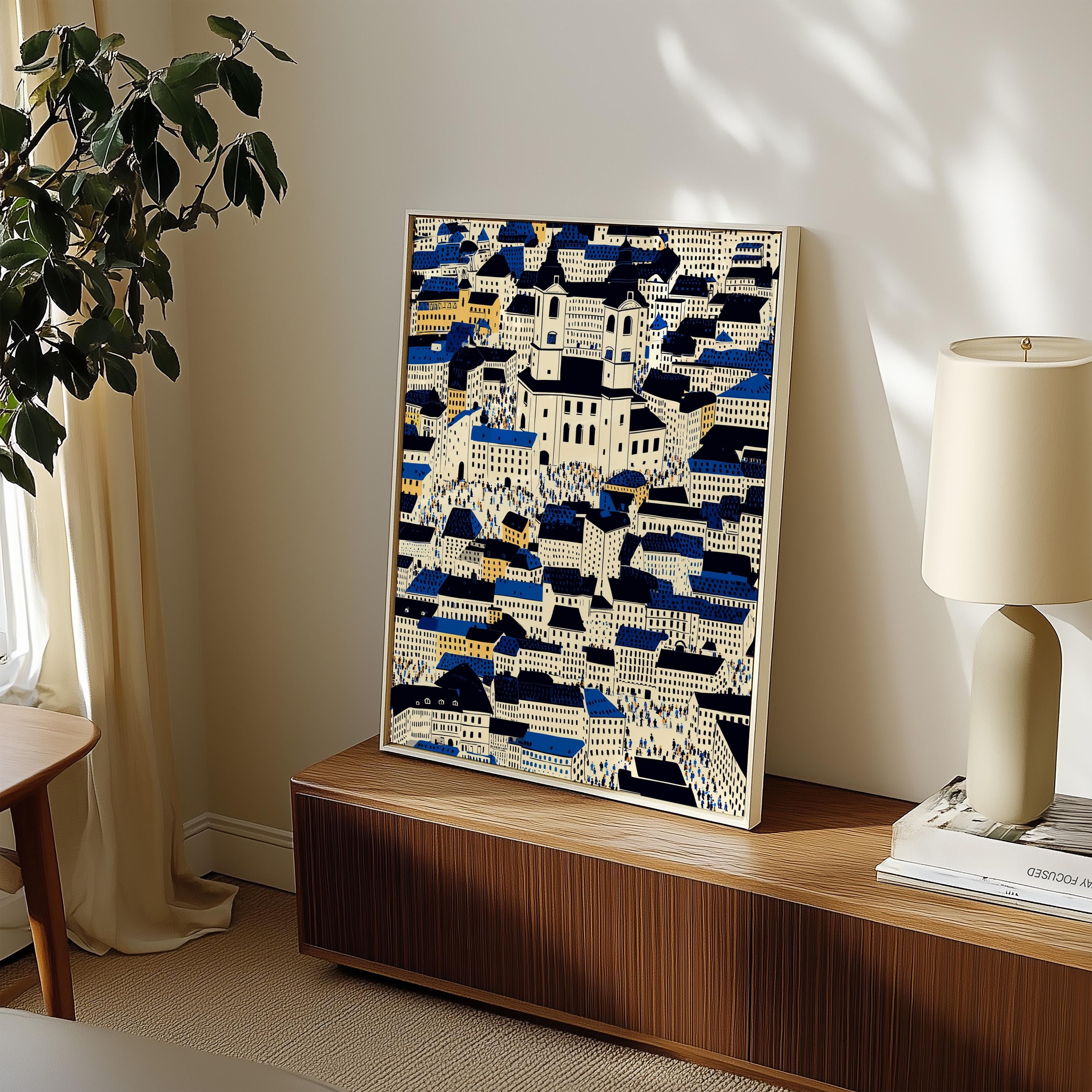 Vilnius Wall Art Print, Pop Art Modern Lithuania Poster Travel Gift Canvas