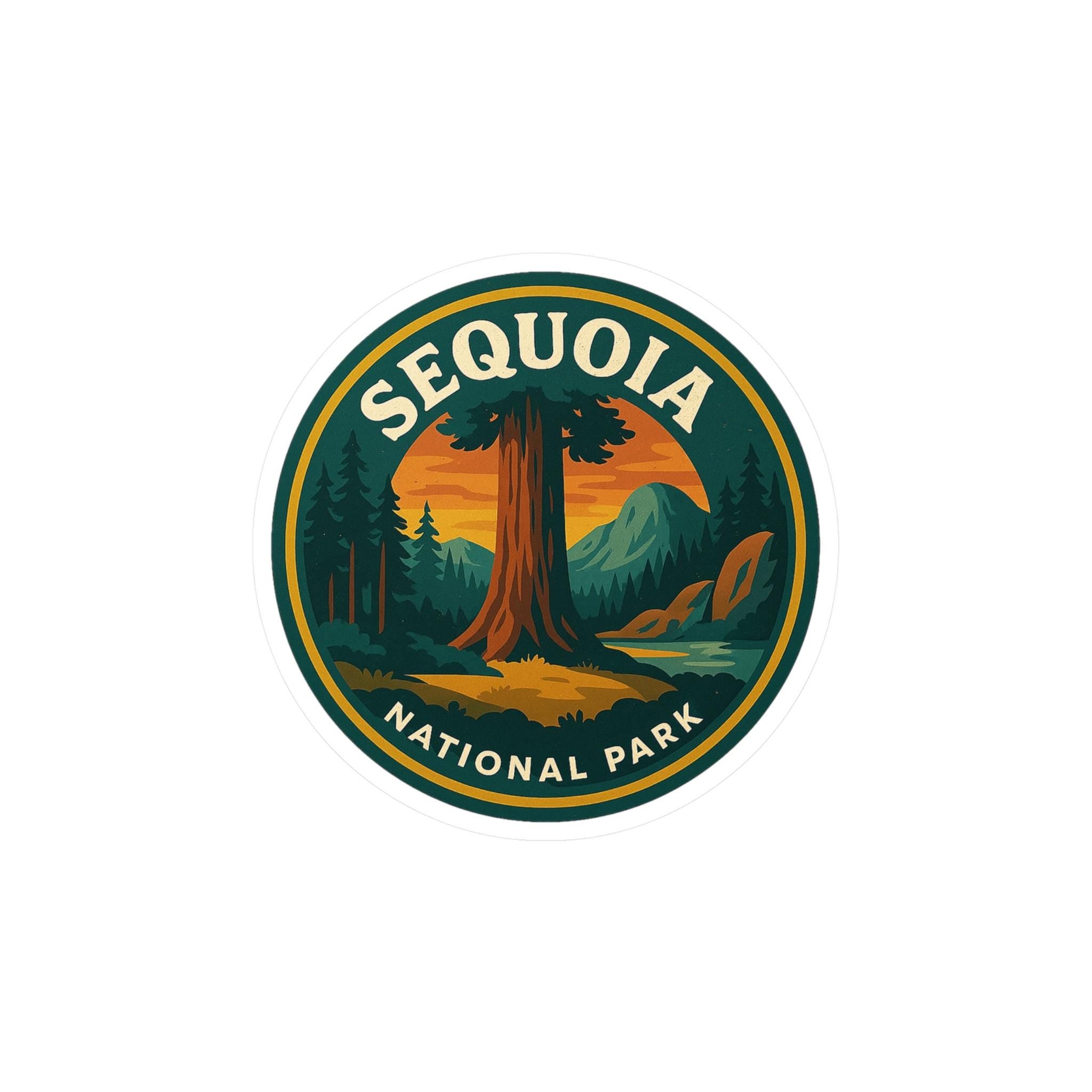 Sequoia National Park Sticker Kiss-Cut Vinyl, Waterproof Decal, Retro Travel Lover Collection