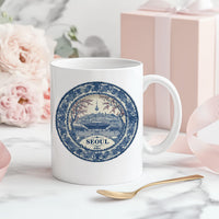 Seoul South Korea Mug, Custom Delft Style cup, Personalized Vintage Travel City Gift