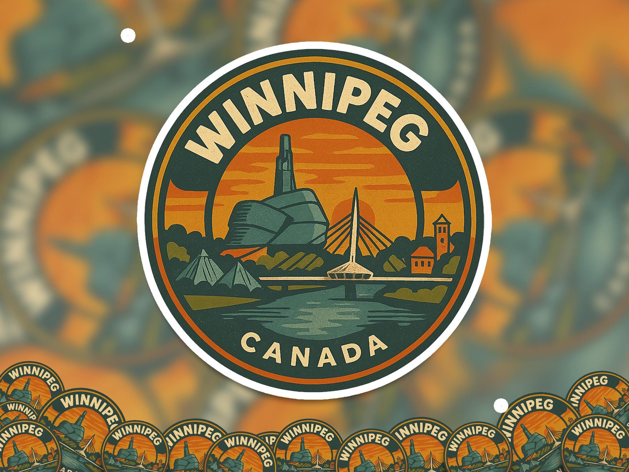 Winnipeg Canada Kiss-Cut Vinyl, Waterproof Decal, Retro Travel Lover Collection