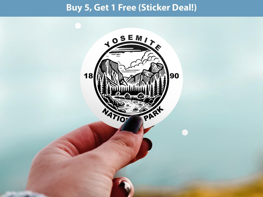 Yosemite National Park Sticker, Kiss-Cut Vinyl, Waterproof USA Decal Badge Collection