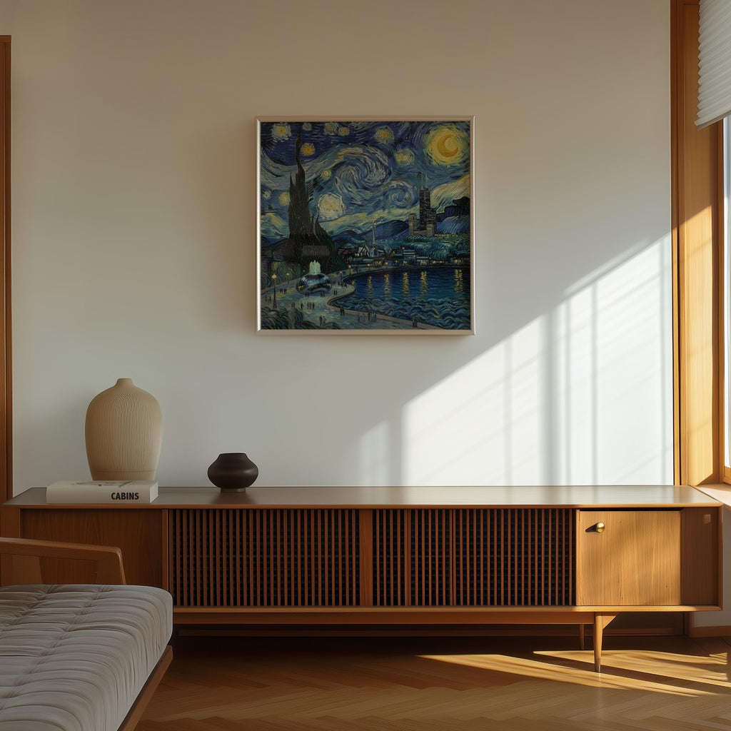 Chicago Illinois Starry Night Wall Art, Van Gogh Print, Travel Gift Home Decor