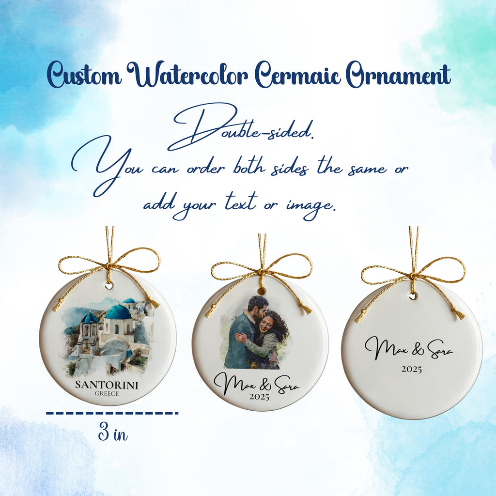 Adelaide Australia Personalized Watercolor Ornament, Custom Ceramic Christmas gift, Travel Keepsake