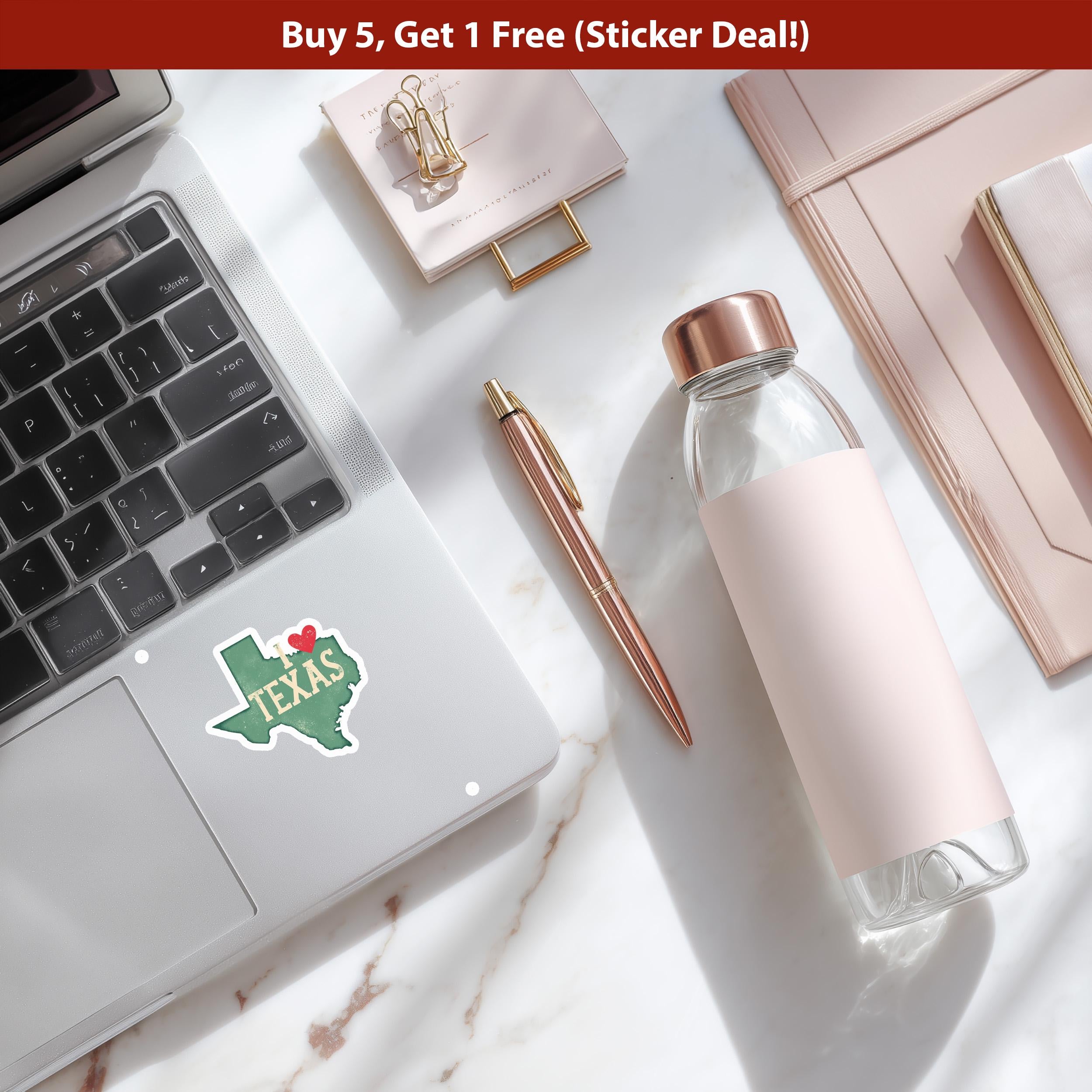 I love Texas Sticker, Vintage US States Vinyl Decal, Waterproof Decal, Retro Travel Collection